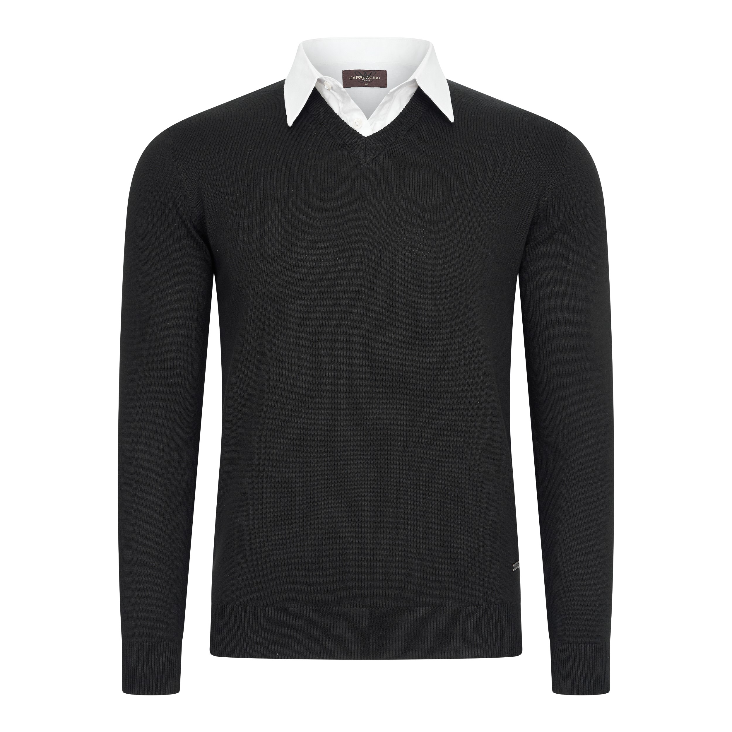 Thumbnail - Cappuccino Italia Mock-Pullover für Herren. Der Pullover besteht aus 50% Baumwolle und 50% Polyester und hat eine normal...