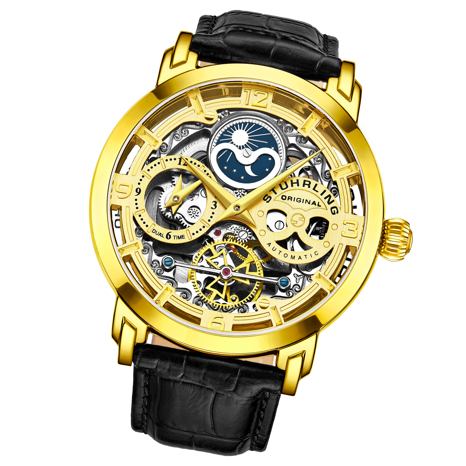 Stührling Svart och Guld Anatol Automatisk 46mm analoga klockor herr – bild 2