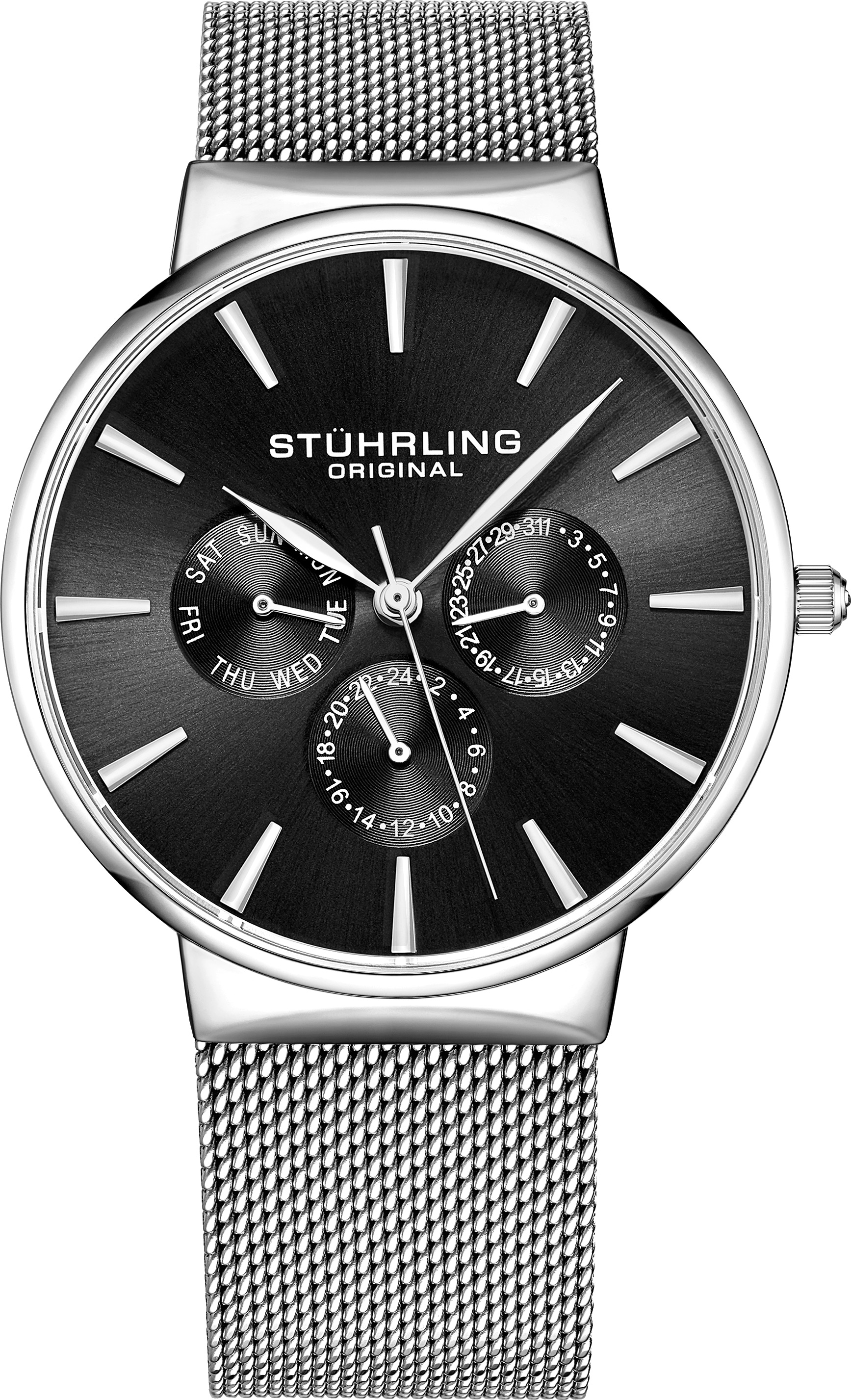 Stührling Svart och silver Monaco Quartz 39mm analoga klockor herr – bild 2
