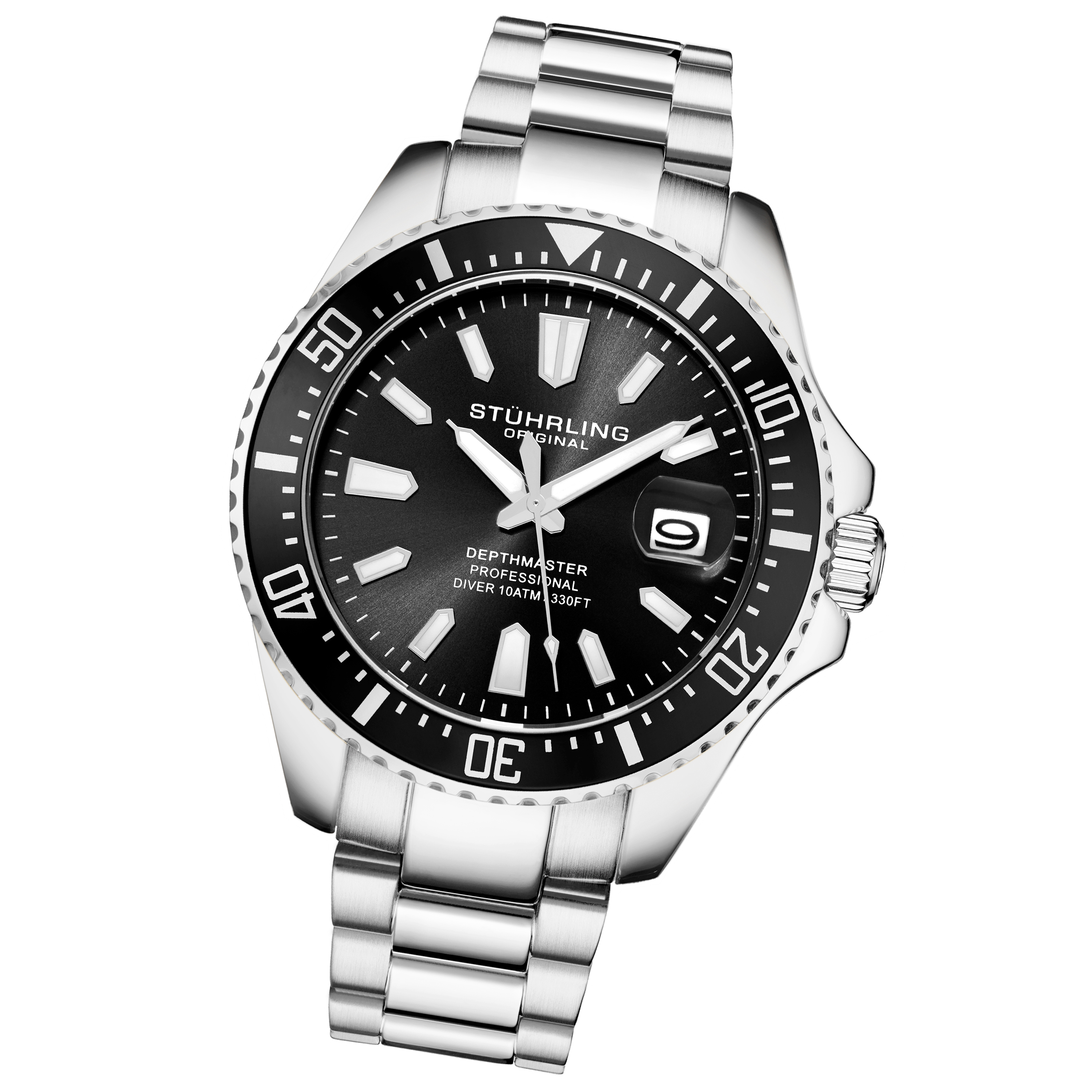 Stührling och svart Depthmaster Quartz 42mm analoga klockor herr – bild 2
