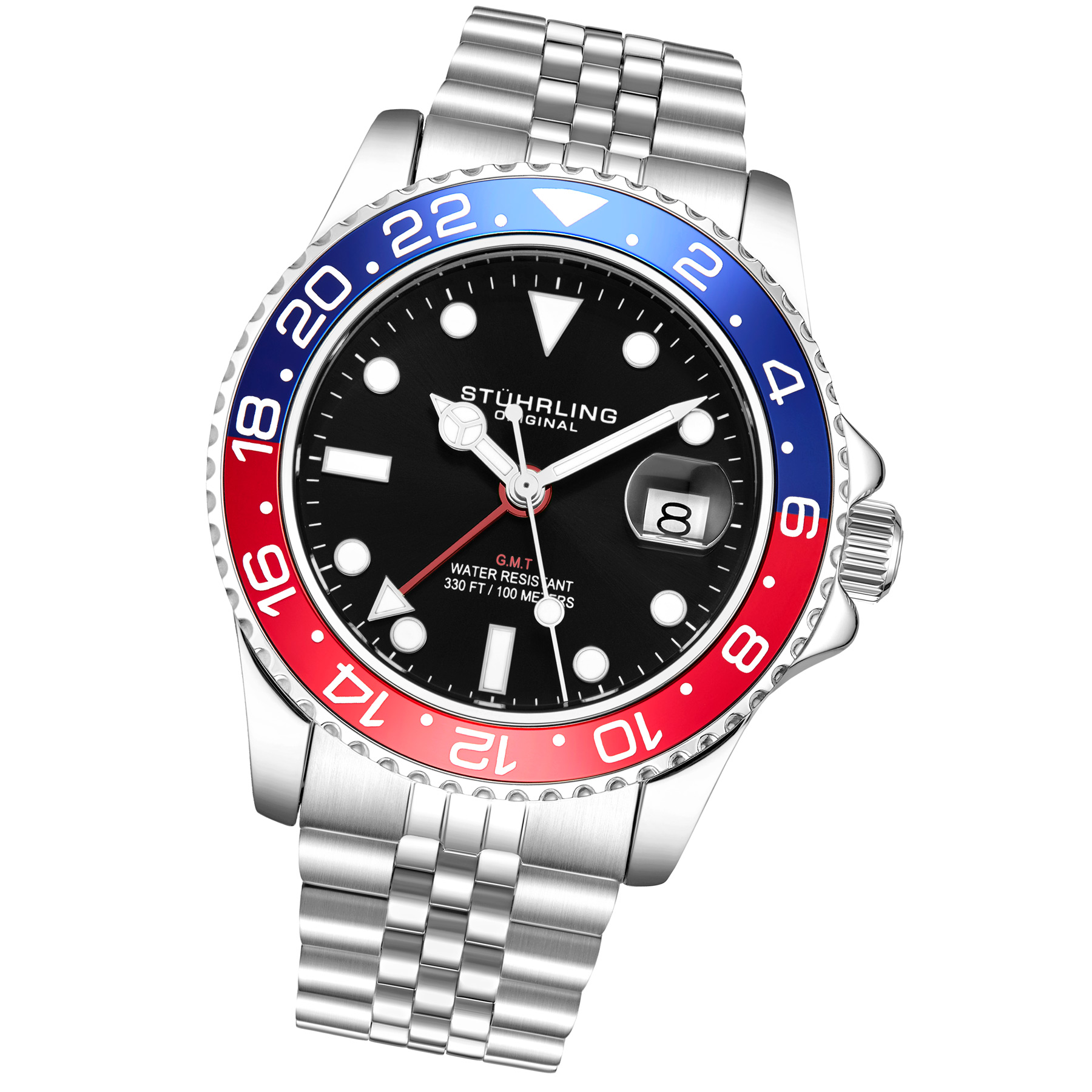 Stührling Röd och Blå Meridian GMT Kvarts 42mm analoga klockor herr – bild 2