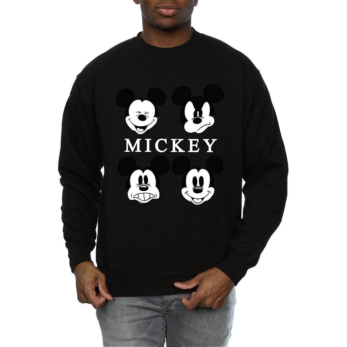 Thumbnail - Disney Herren Vier Köpfe Mickey Mouse Baumwoll-Sweatshirt (schwarz)