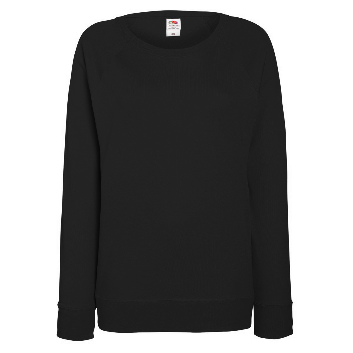 Thumbnail - Fruit OF The Loom Damen Raglan Sweatshirt (Schwarz)