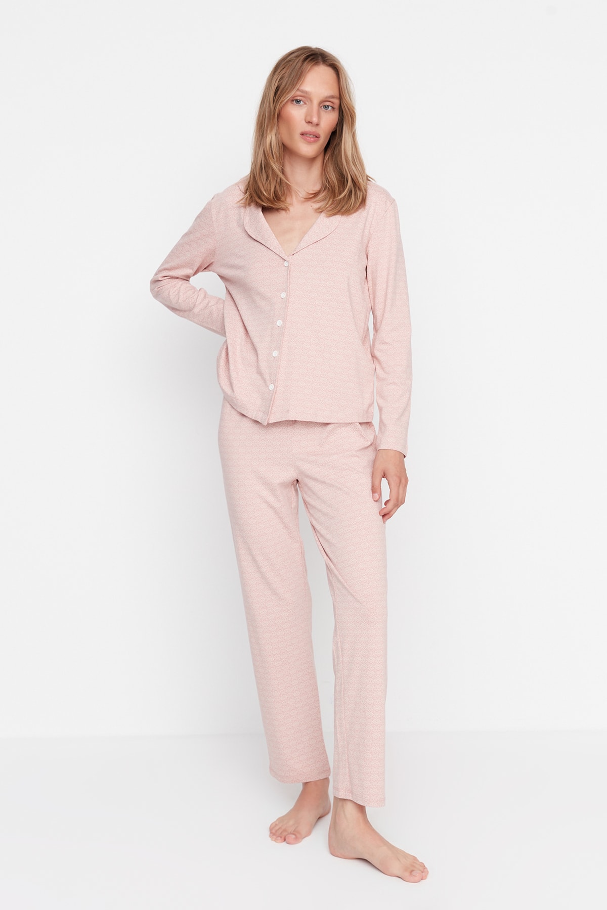 Dam Skjortkrage Pyjamasset