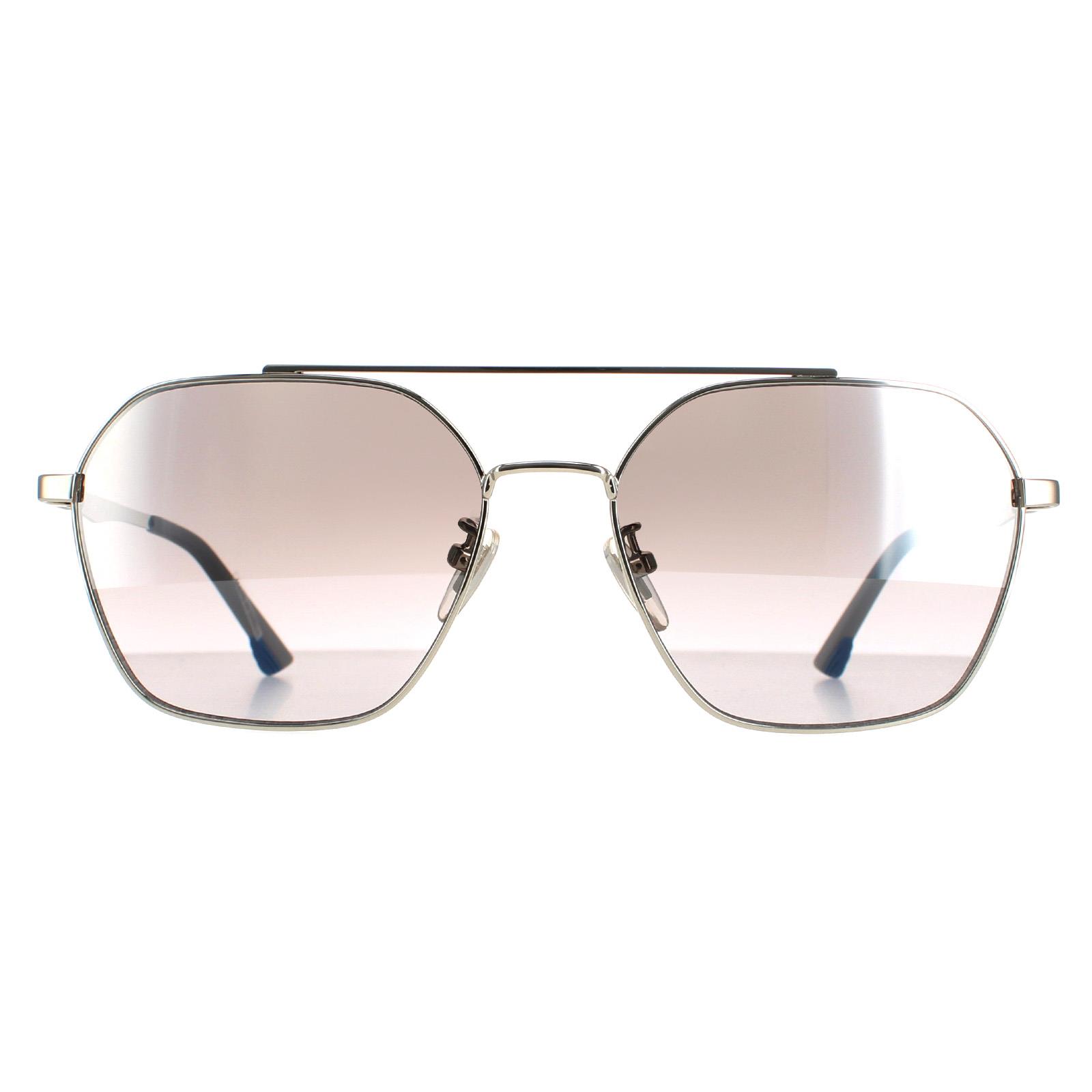 Thumbnail - Police Aviator Mens Shiny Palladium Smoke Silber Spiegel SPL771 Vibe 2