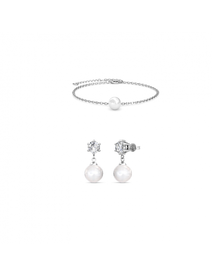 MYC Paris Pauline Crystal Pearl Set Silver och kristall örhängen dam – bild 2