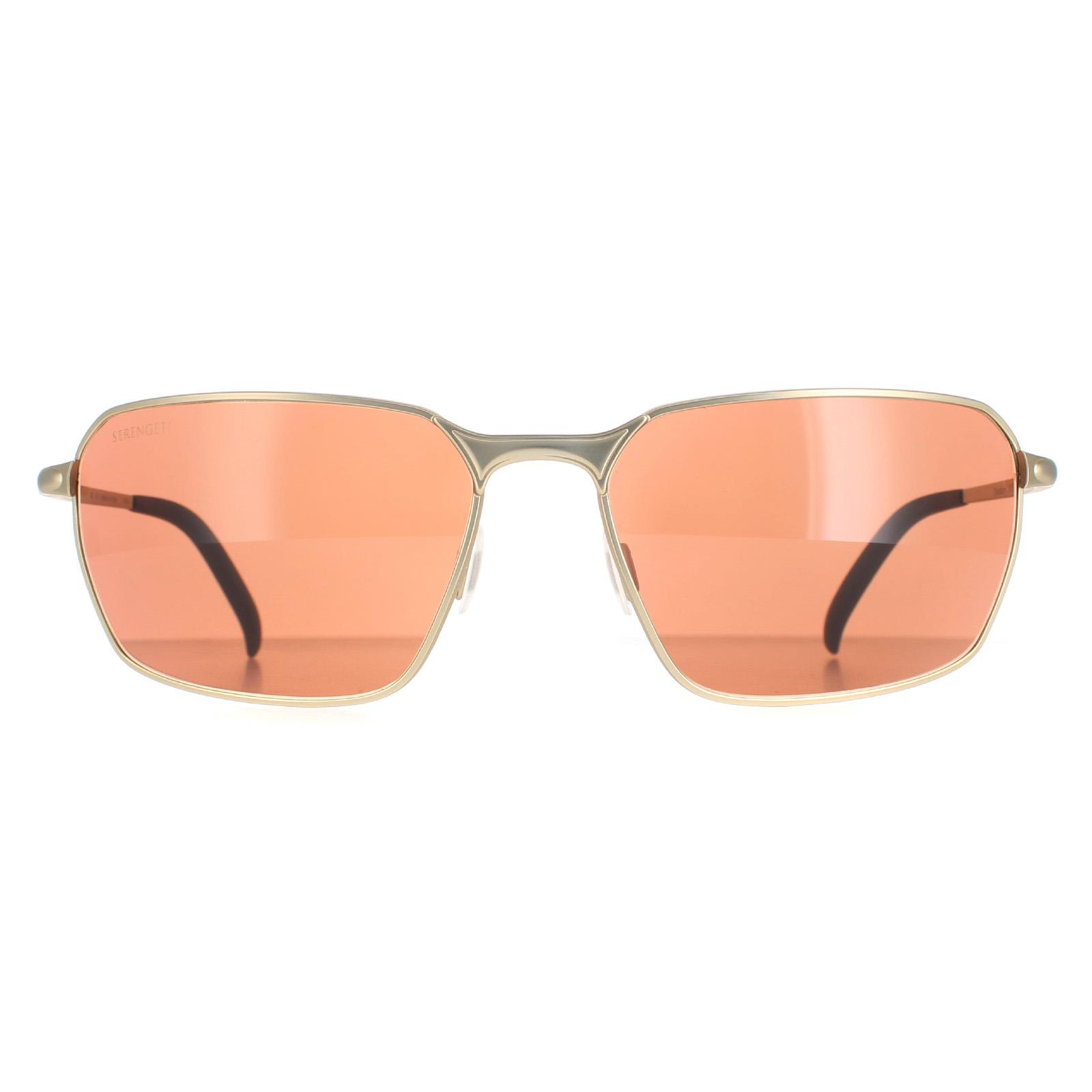Thumbnail - Serengeti Rectangle Mens Matte Light Gold Mineral Drivers Shelton
