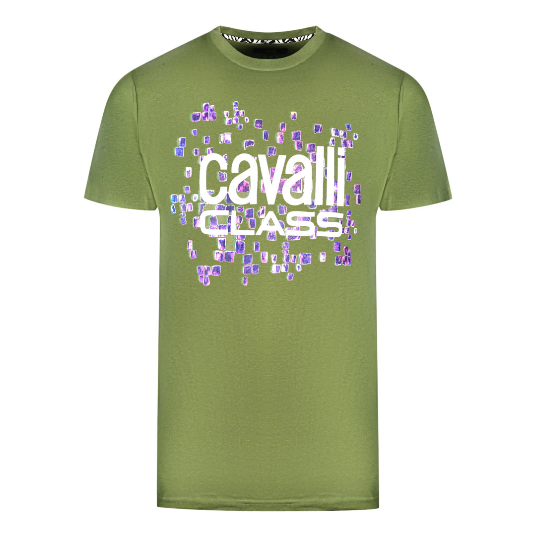 Thumbnail - Cavalli Class Skalen-Design-Logo grünes T-Shirt