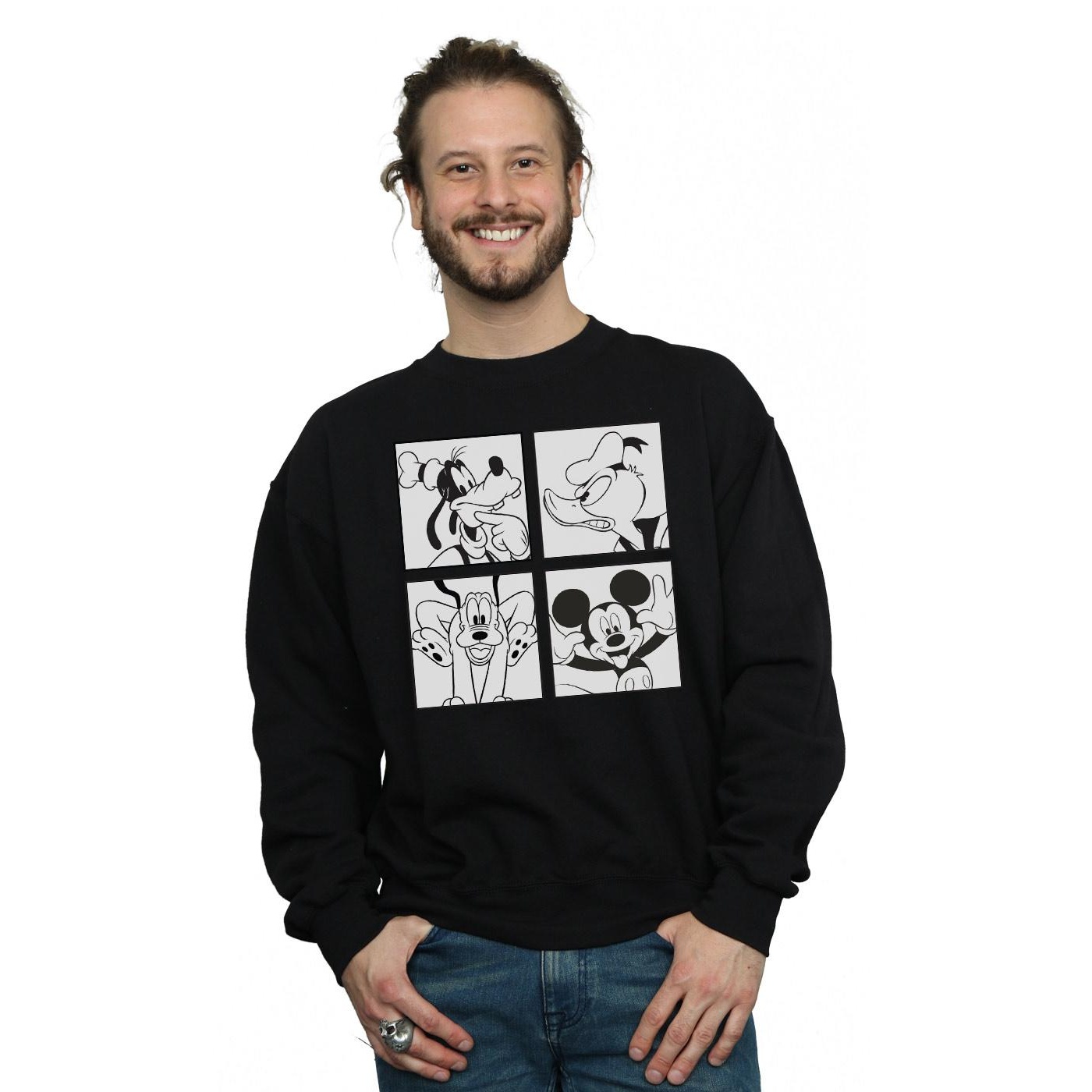 Disney Mens Mickey, Donald, Goofy And Pluto Boxed Sweatshirt (Black) herr – bild 2