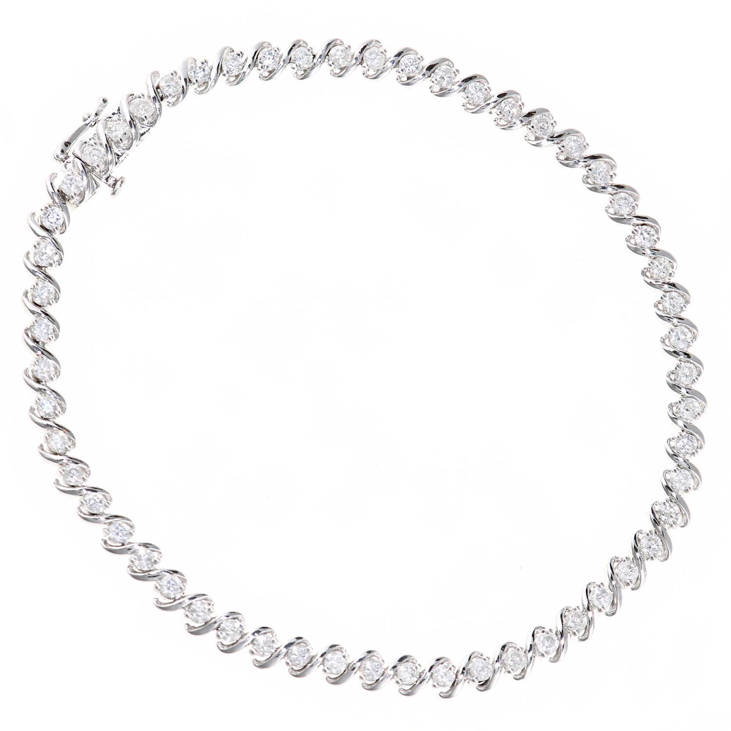 Diamant L’Eternel Womens 9ct White Gold Total 2.00ct Diamond Tennis Bracelet of Length 18.2cm – One Size