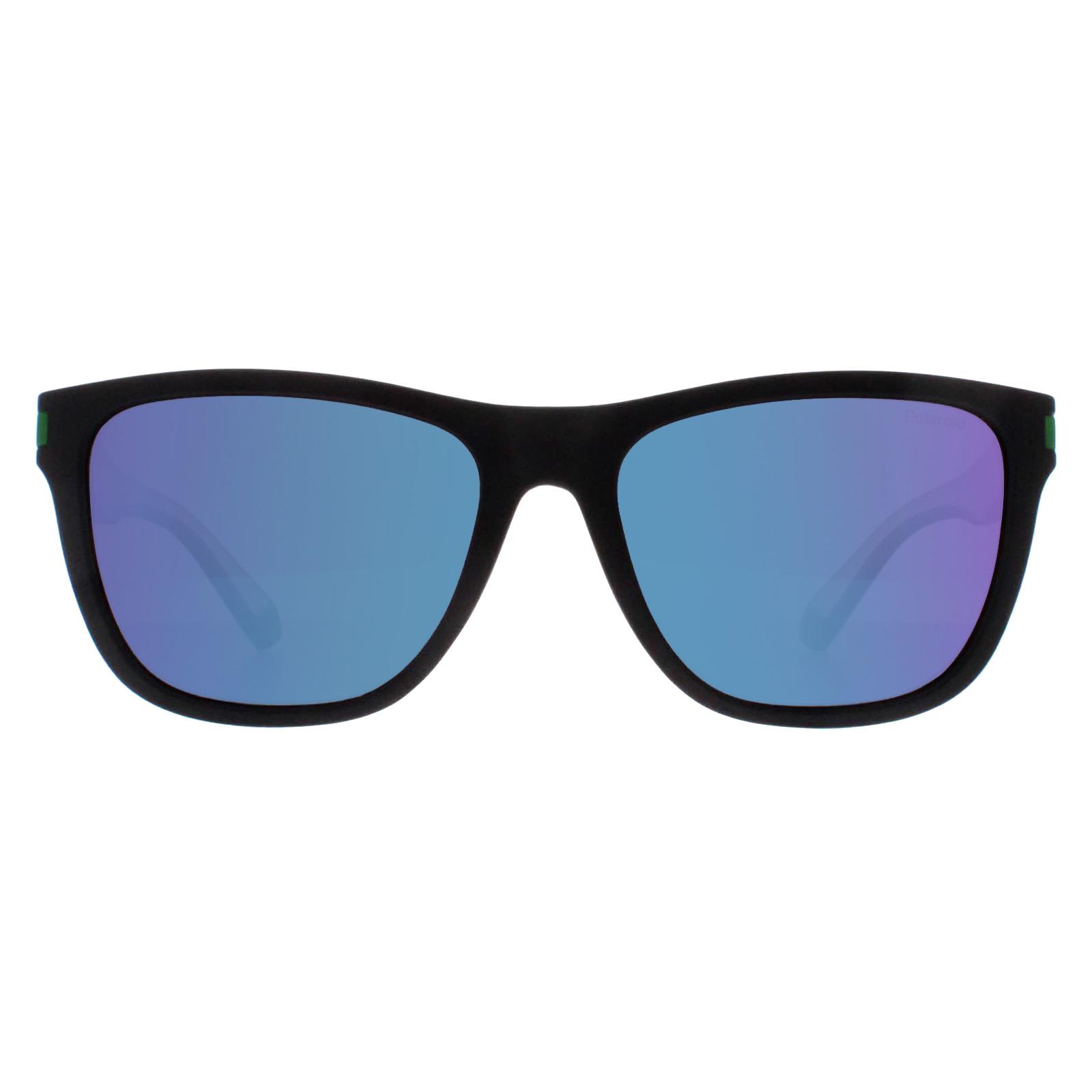 Polaroid Square Unisex Matte Black Green Grey Mirror Polarized PLD 2138/S - One Size