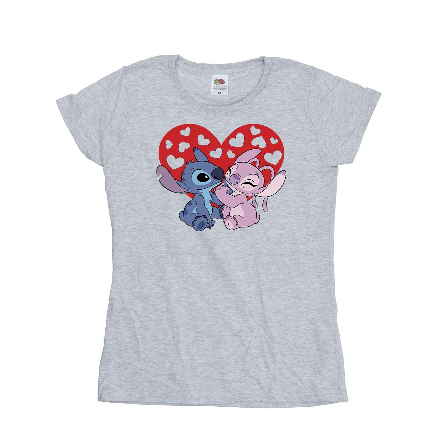 Thumbnail - Disney - "Lilo & Stitch Hearts" T-Shirt für Damen (Grau)
