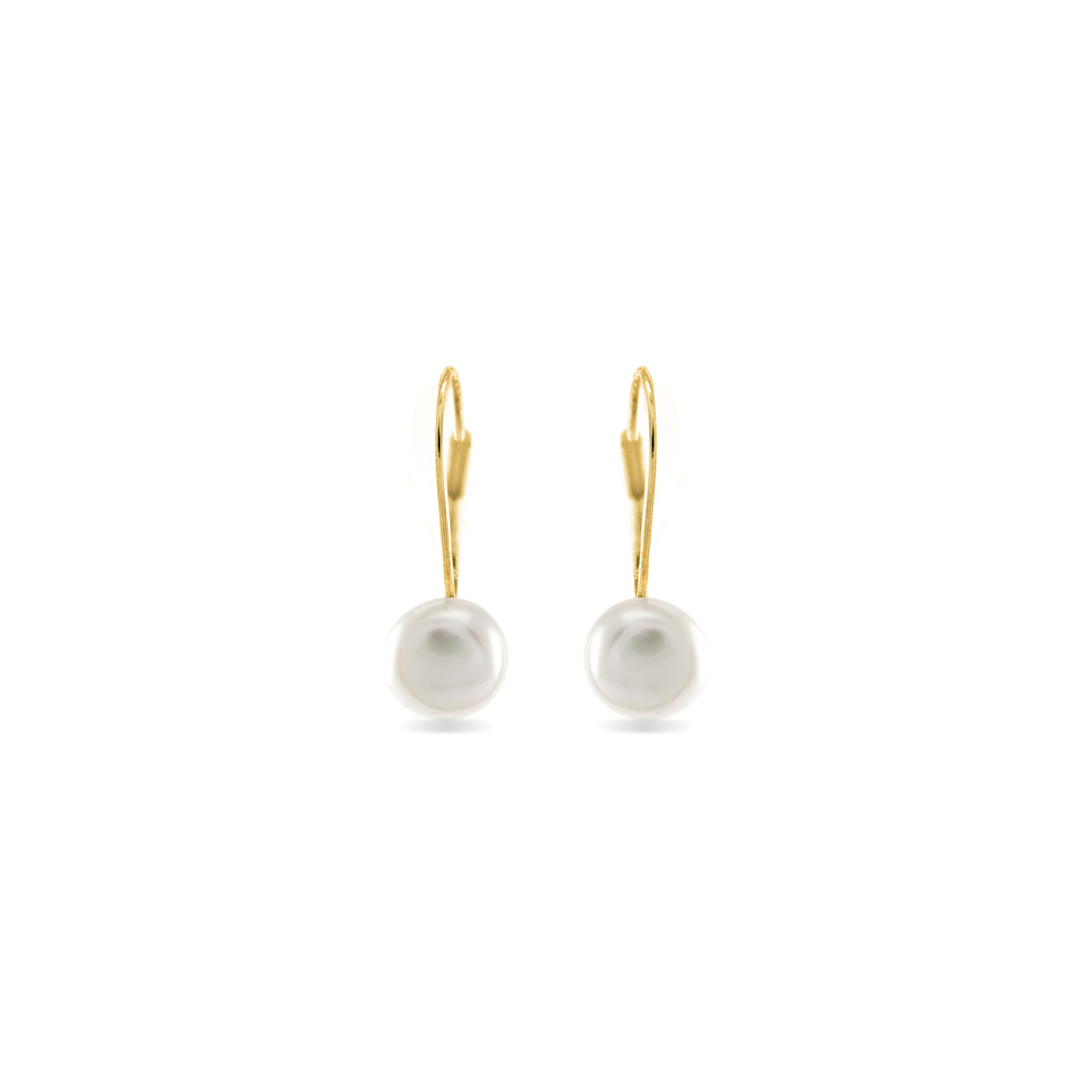 Luxenter Essential Oorbellen in 925 Sterling Zilver en Witte Parel afgewerkt in 18 karaat geel goud