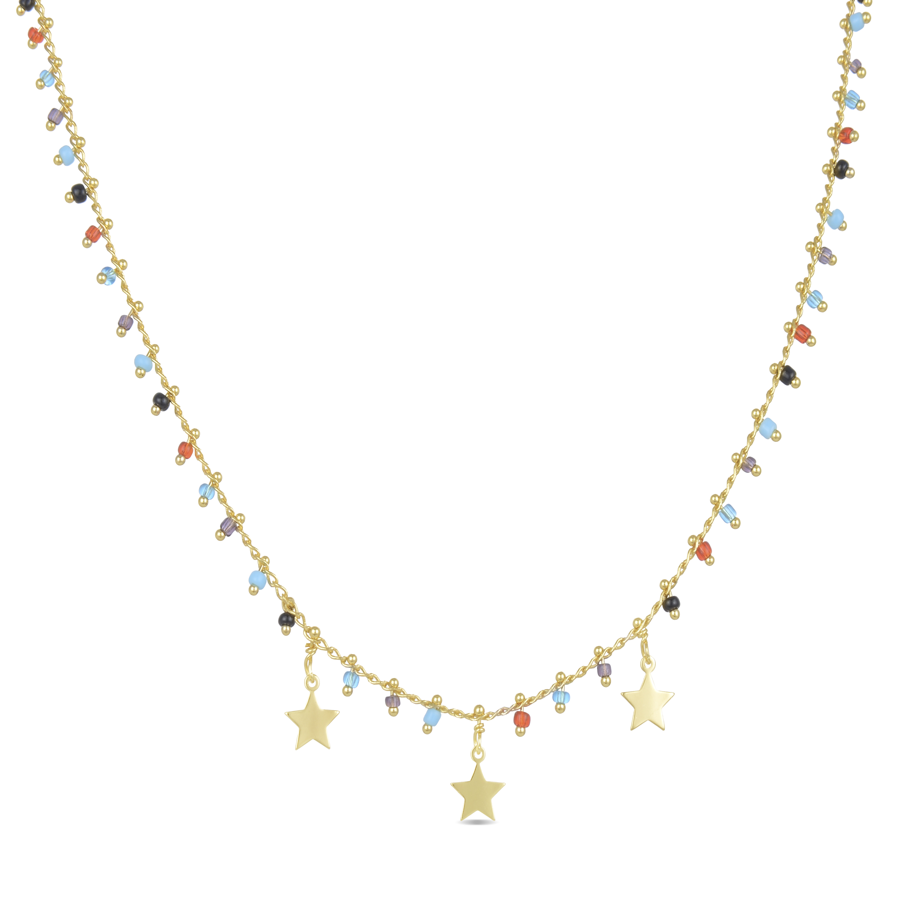 Thumbnail - Luxenter Halskette aus 925er Sterlingsilber mit mehrfarbigem Hydrothermalquarz in 18K Gelbgold - Beos