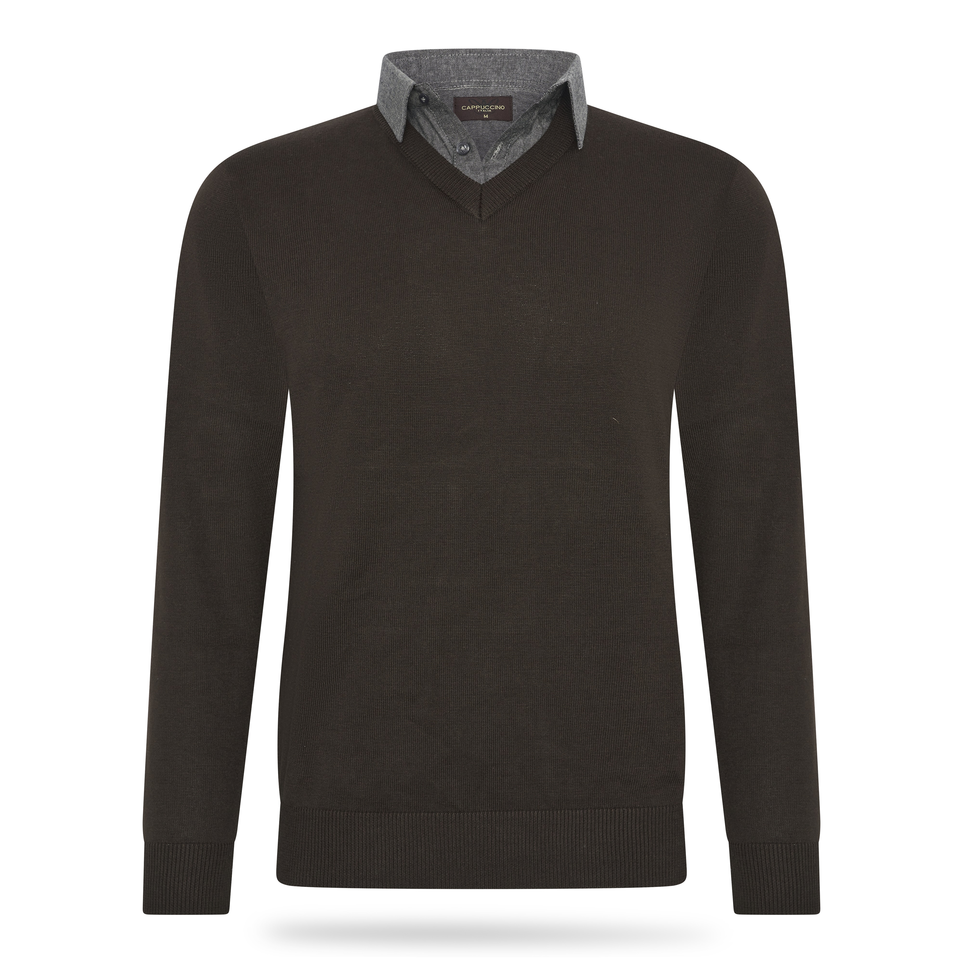 Thumbnail - Cappuccino Italia Mock Pullover für Herren. Der Mock Pullover besteht aus 50% Baumwolle und 50% Acryl und hat eine norma...