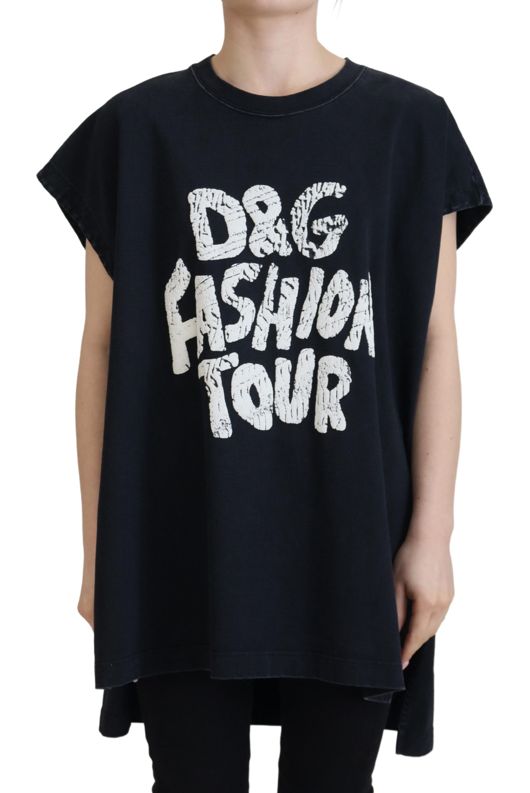 Dolce & Gabbana Black D&G Fashion Round Neck Cotton Womens T-shirt – Size Small