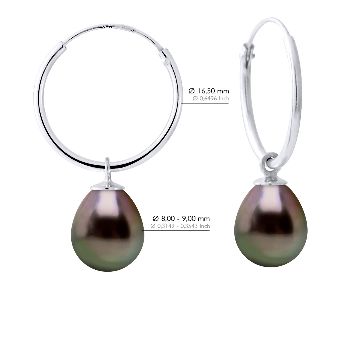 Ateliers Saint Germain Örhängen av Silver 925 Rhodiumpläterat och Äkta Odlade Tahitipärlor Pear 8-9 mm dam – bild 2