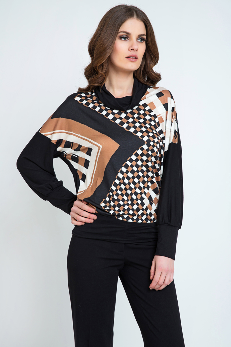 Thumbnail - Geometrisches Print-Batwing-Top