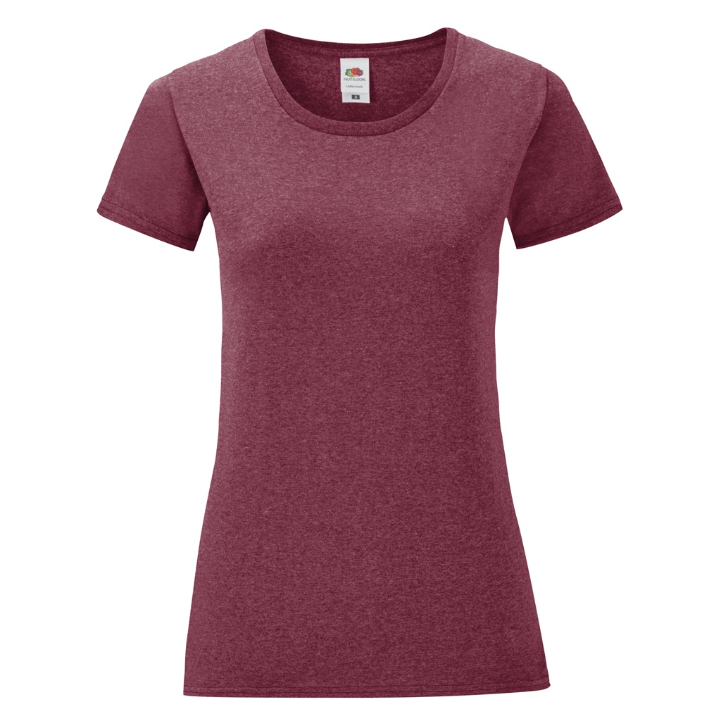 Thumbnail - Fruit Of The Loom Womens/Ladies Iconic T-Shirt (Heather Burgundy)