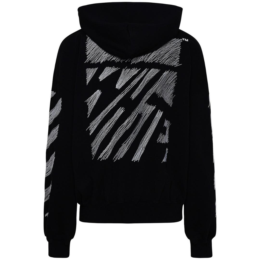 Scribble Diag Boxy Svart Oversized Hoodie 2
