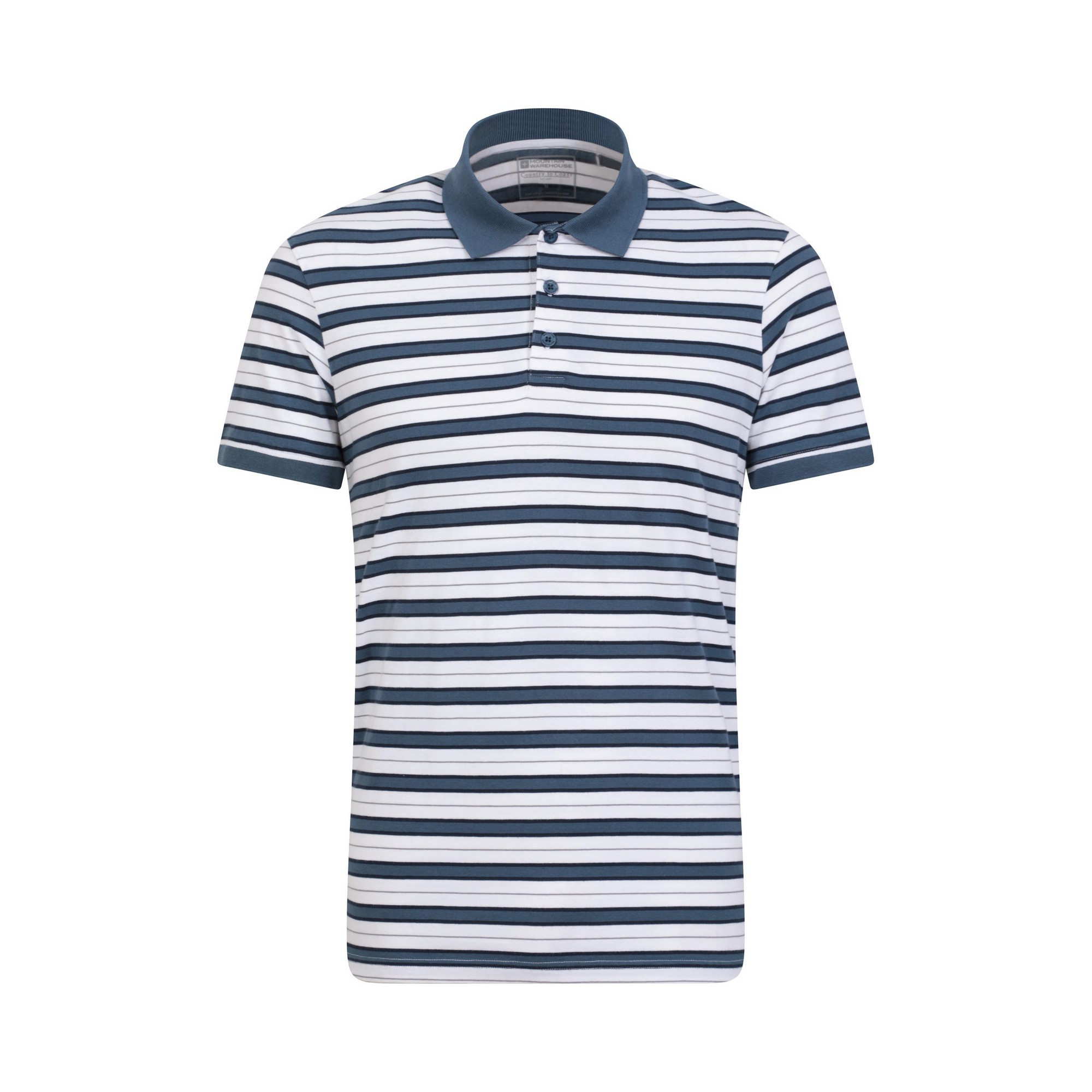 Mens Wren Stripe Cotton Polo Shirt (White)