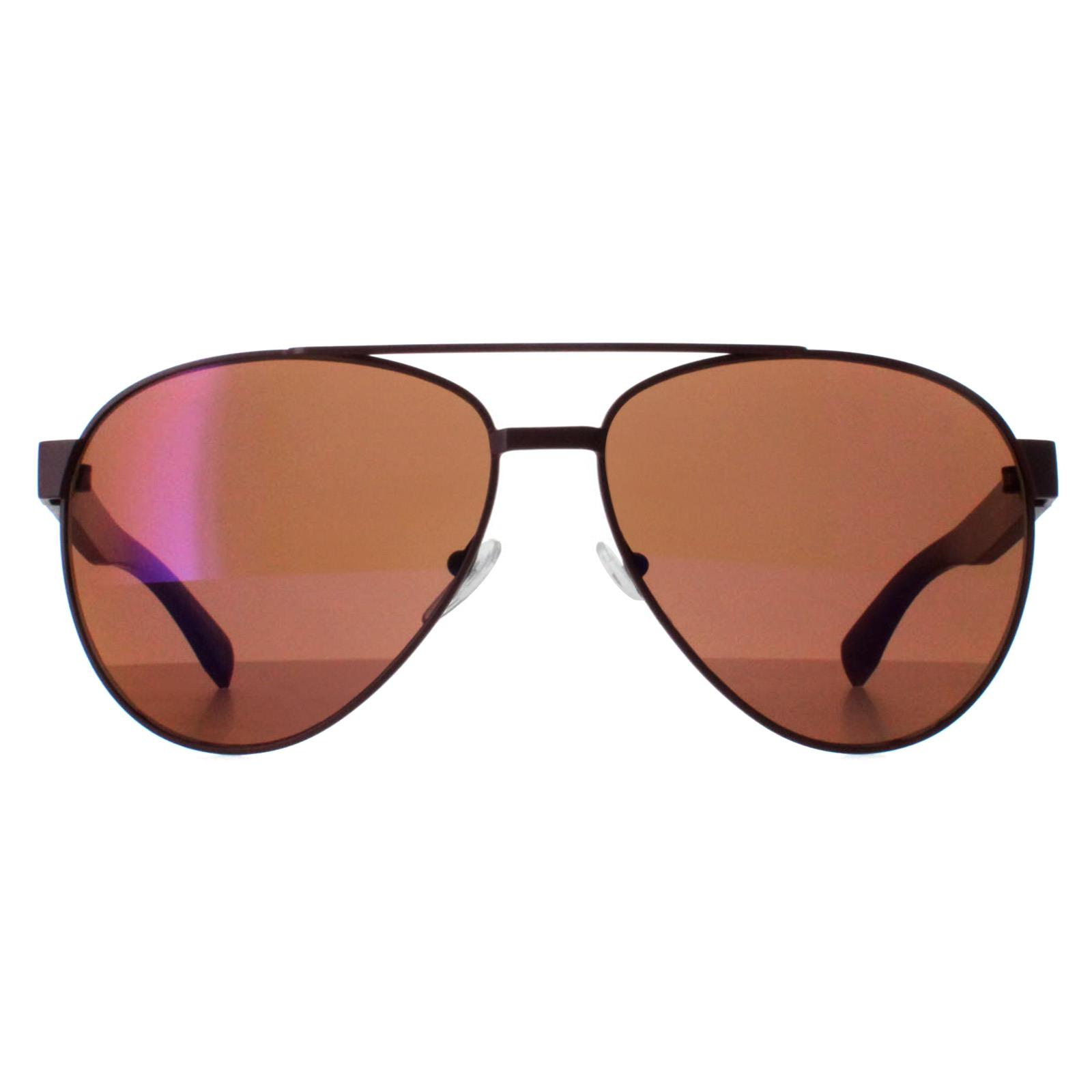 Lacoste Aviator Unisex Matte Red Brown L185S Metal - One Size