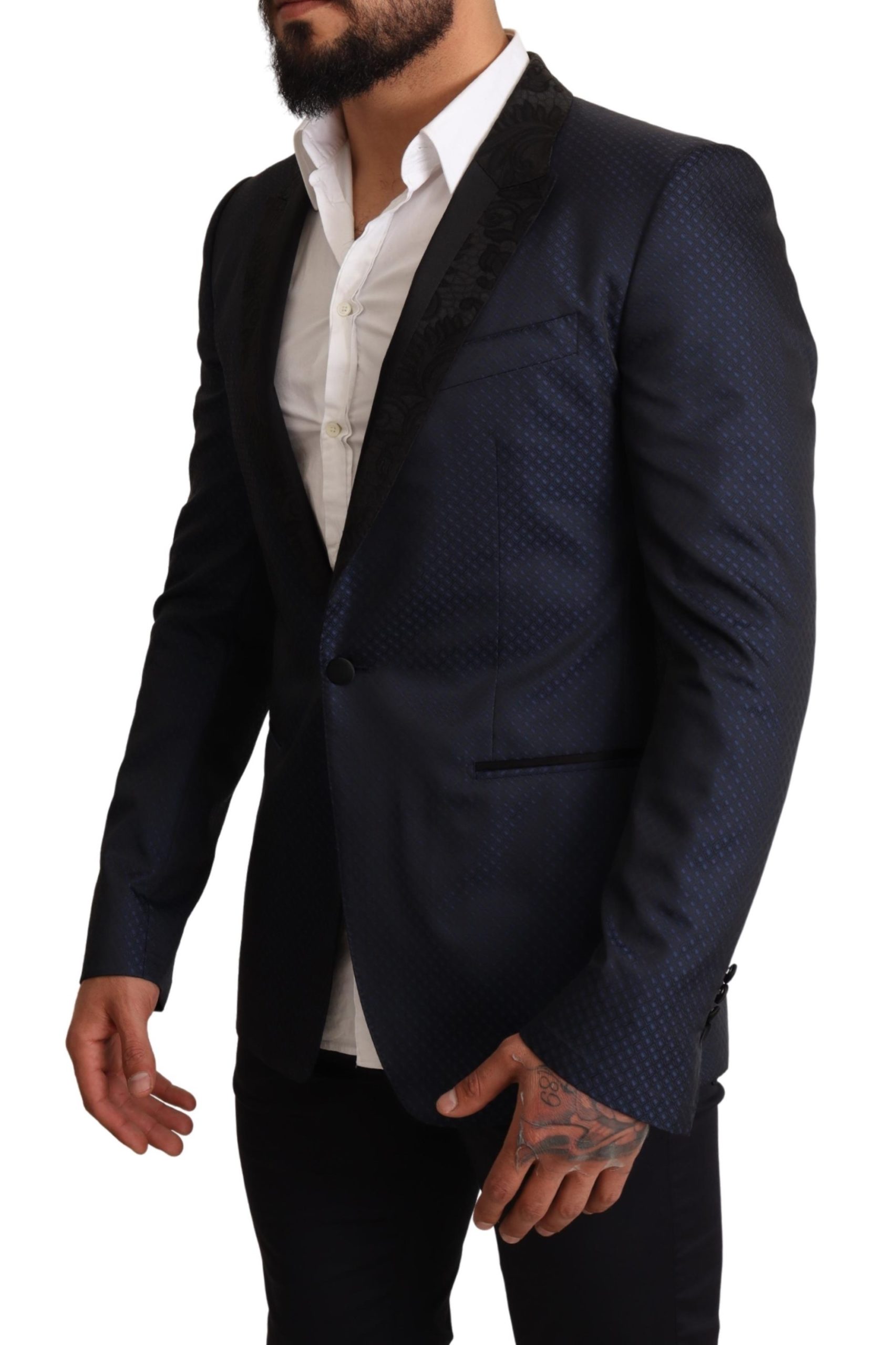 Dolce&Gabbana Herr Blå Ull Slim Fit MARTINI Blazer Jacka – bild 2