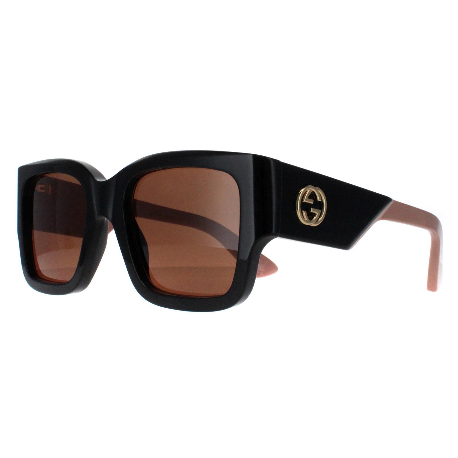 Thumbnail - Gucci Square Womens Schwarz mit Nude Pink Braun GG1663S