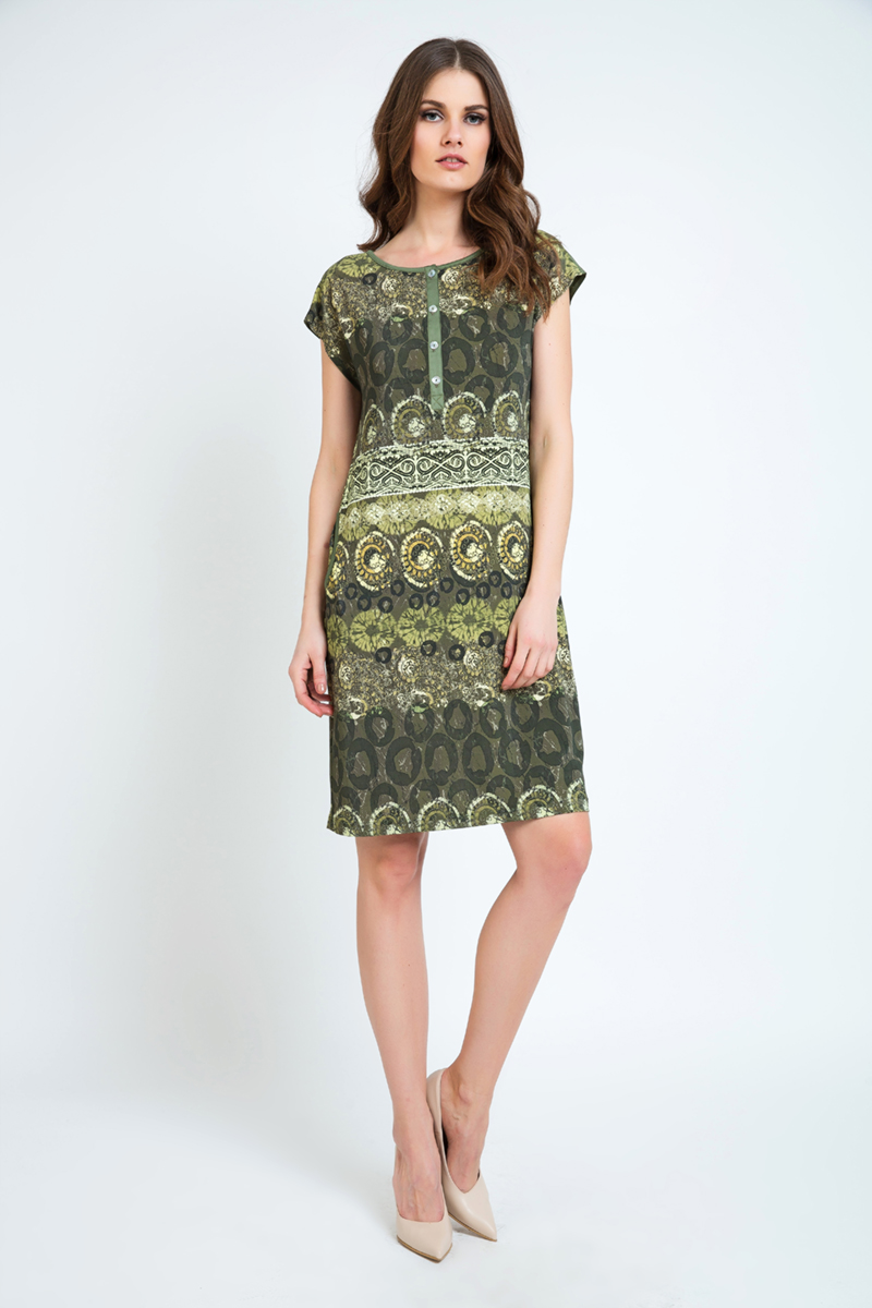 Thumbnail - Kleid mit Knopfdetail und Druckmuster
