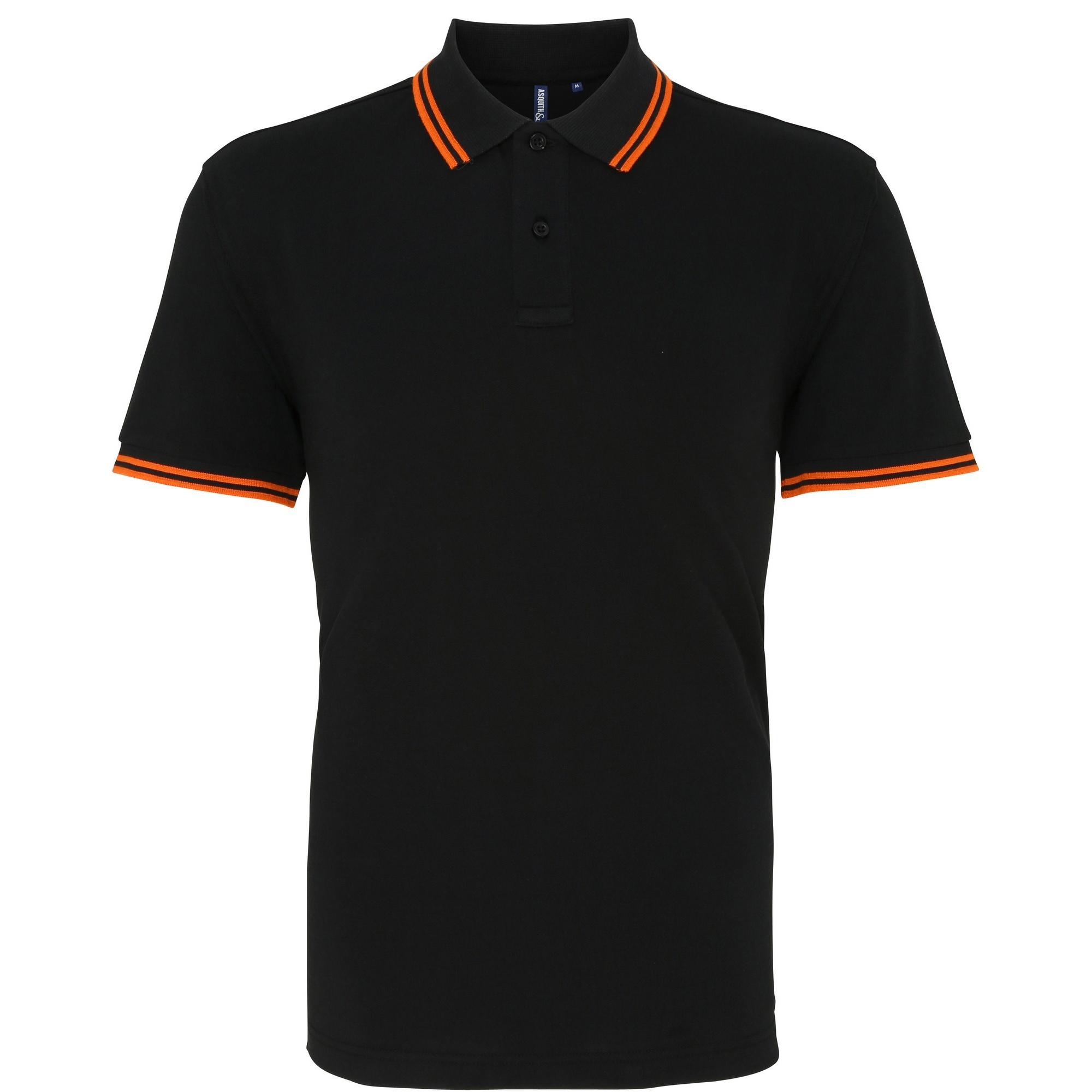 Thumbnail - Asquith & Fox Herren Classic Fit Tipped Polo Shirt (Schwarz/Orange)