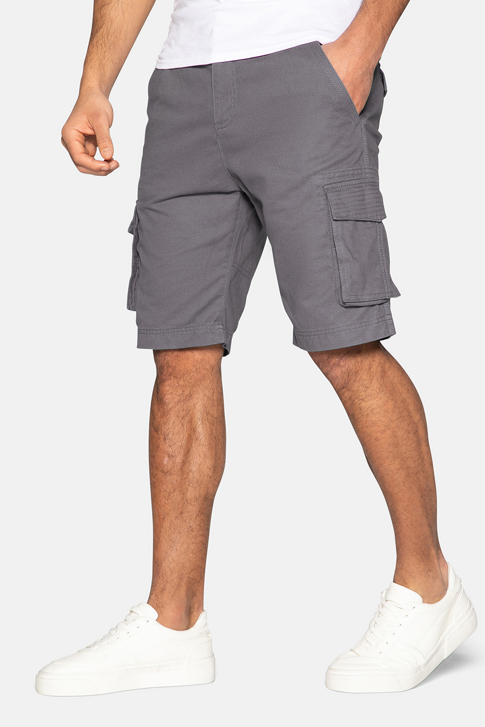 Threadbare Mens Charcoal Cotton 'Bute' Cargo Shorts - Size 32 (Waist)