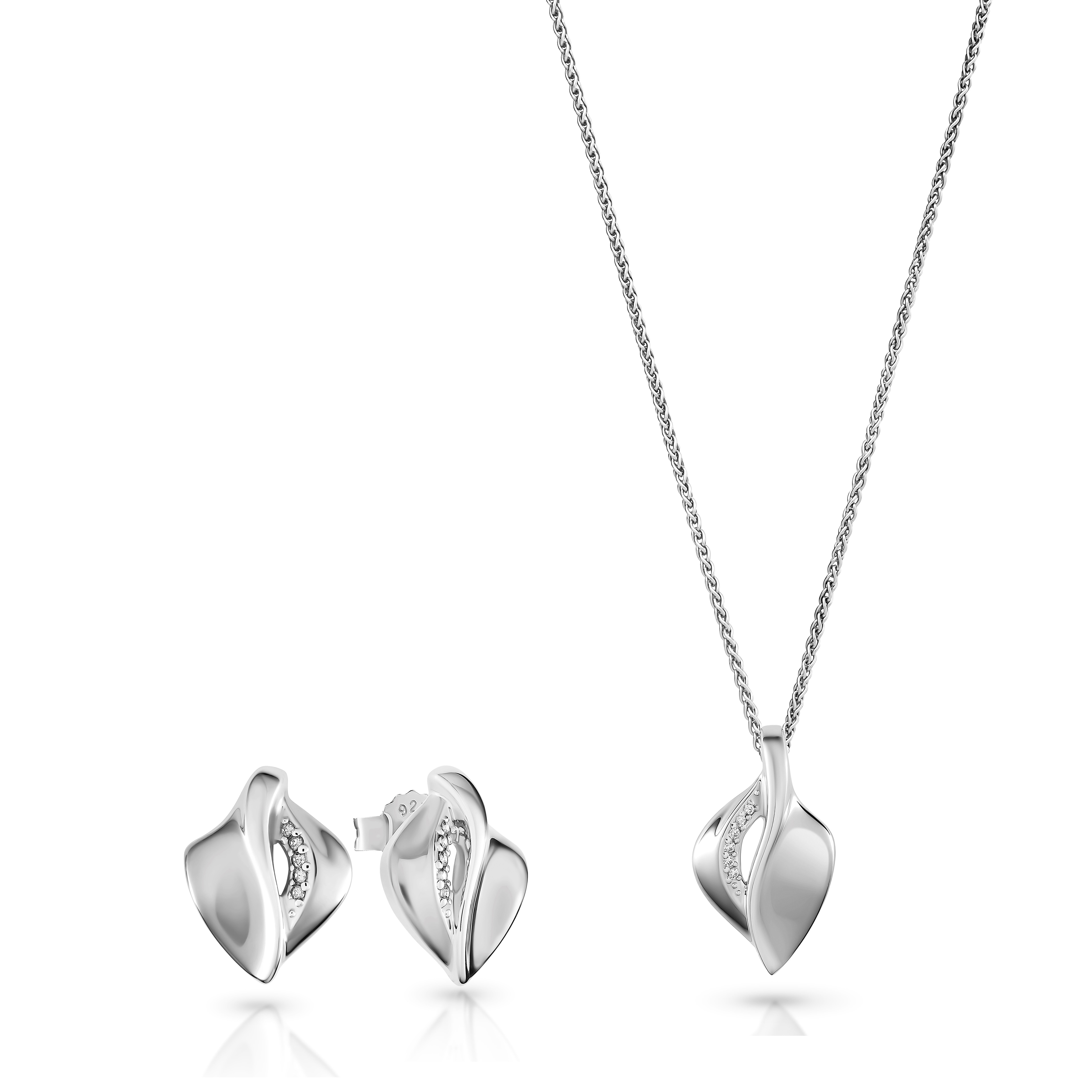 Orphelia 'Anet' Damen 925 Sterling Silber Set, Kettenanhänger + Ohrringe - Silber Set-7520