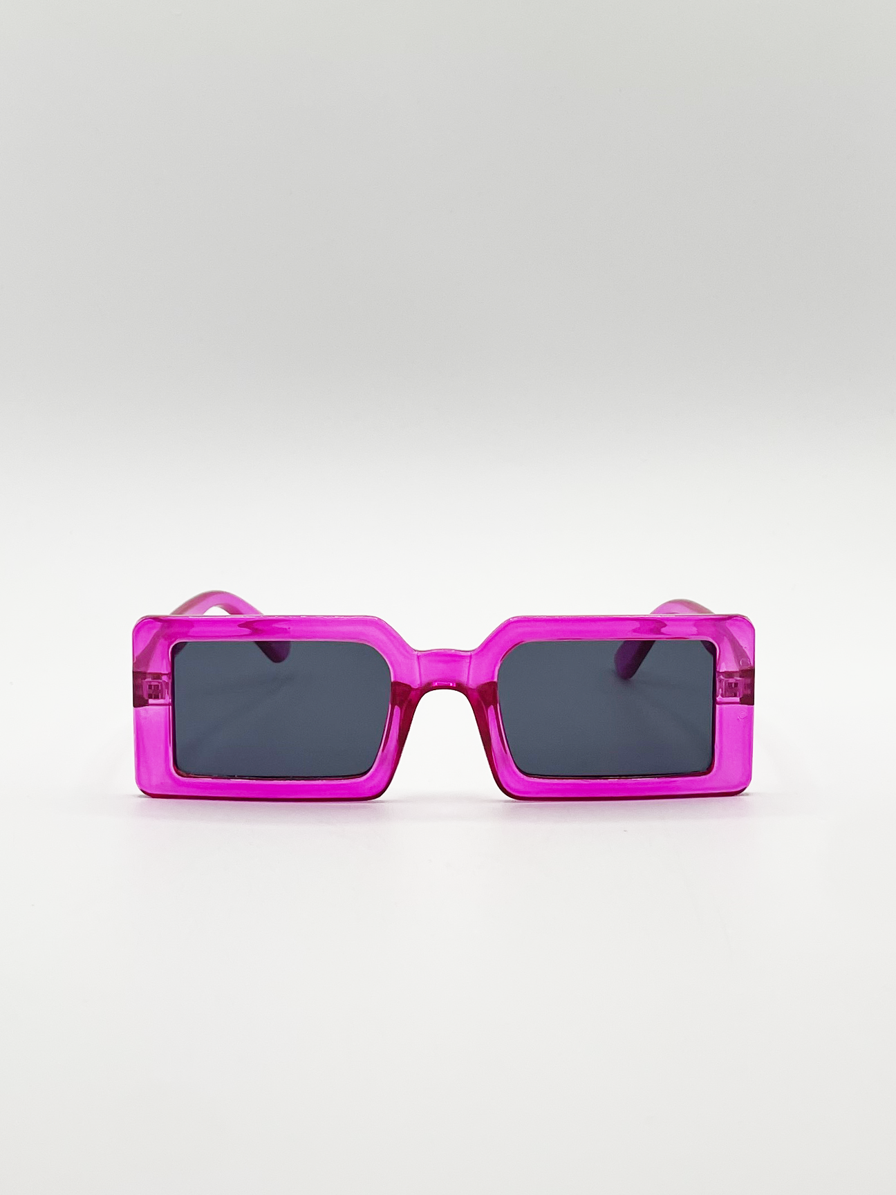 SVNX Womens Square Frame Sunglasses in Hot Pink with Black Lens - One Size