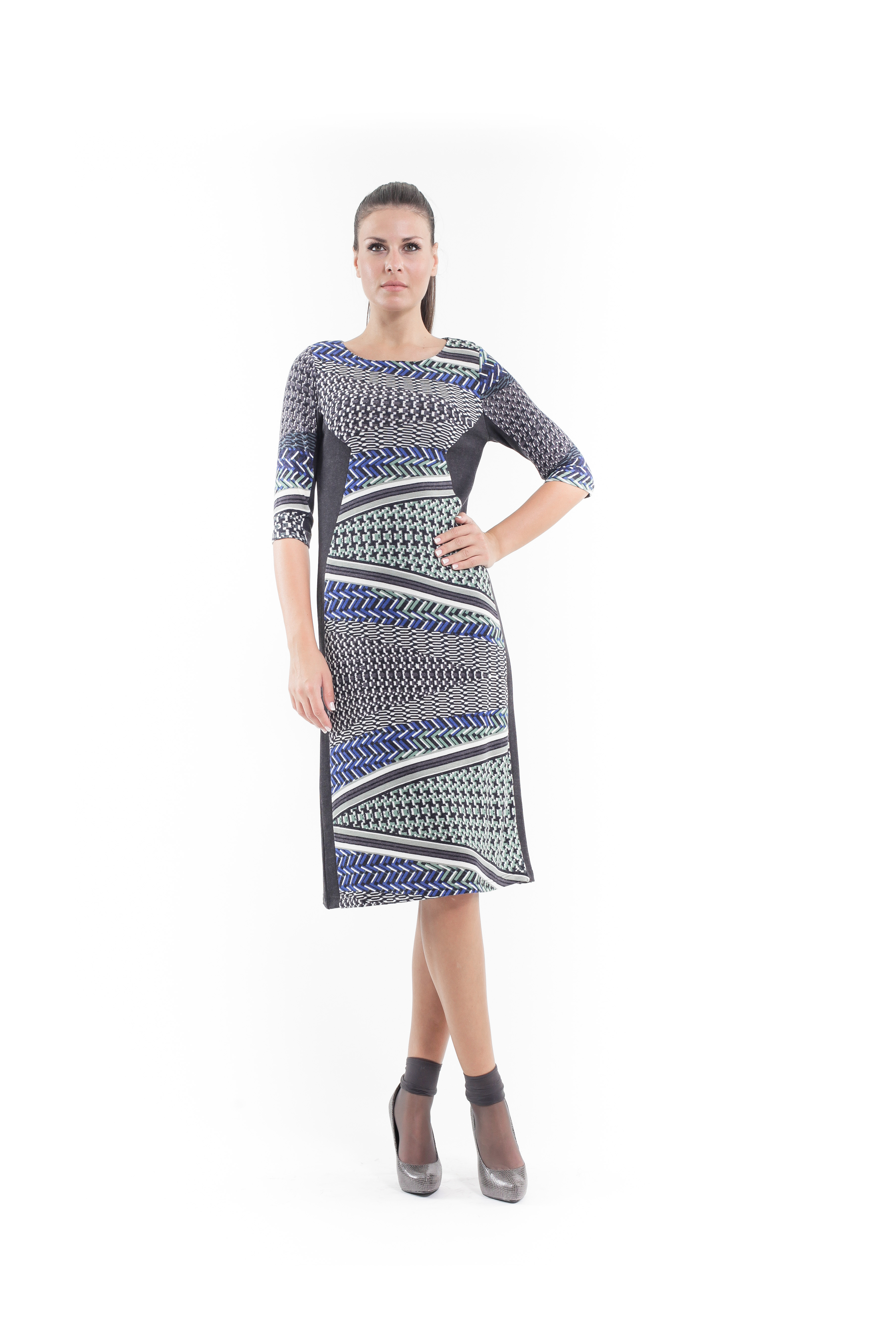 Thumbnail - Stretchkleid mit Druck und Bahnen