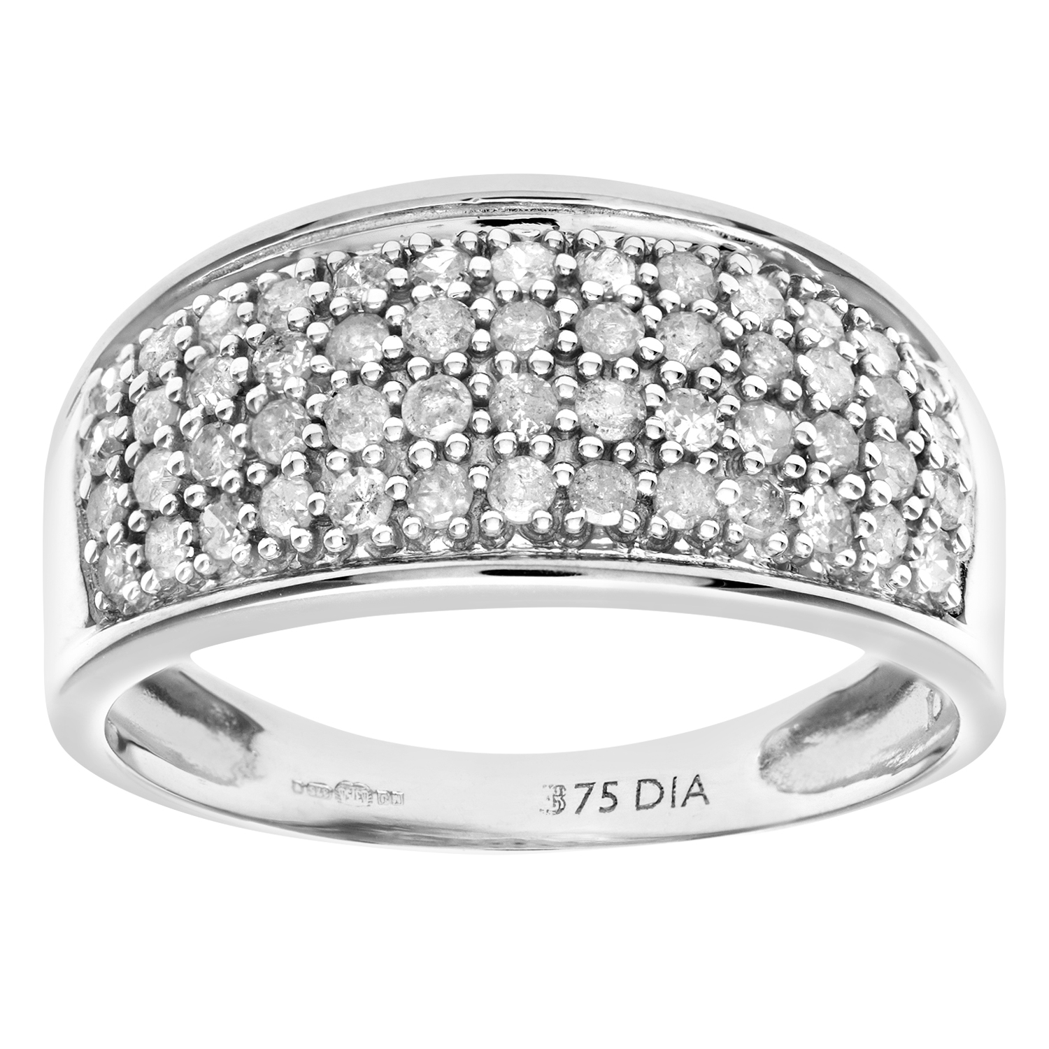 Diamant L’Eternel Womens 9ct White Gold Half Carat Diamond Multi Row Eternity Ring – Size J