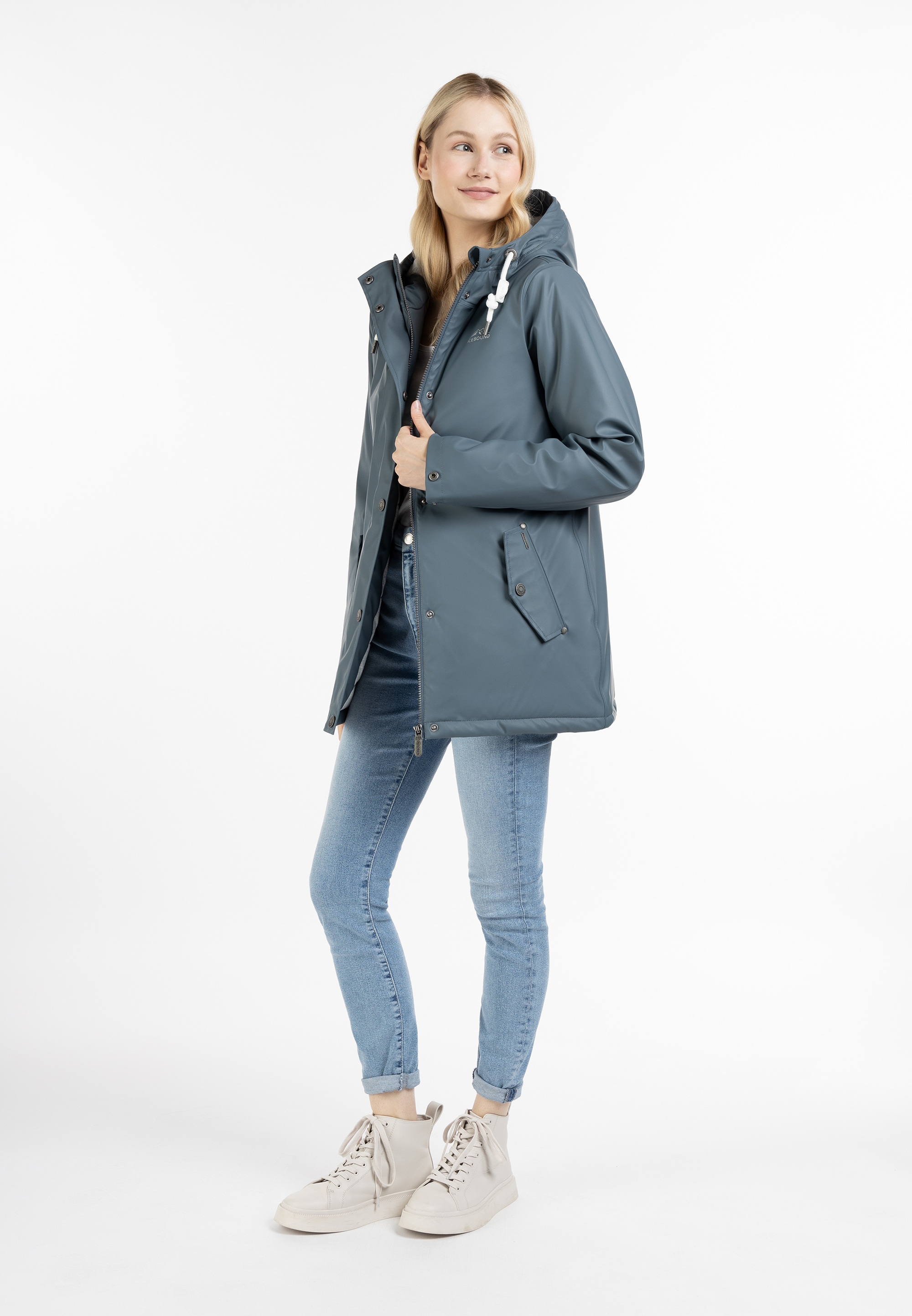 Thumbnail - ICEBOUND Wattierte Regenjacke Damen Blaugrau