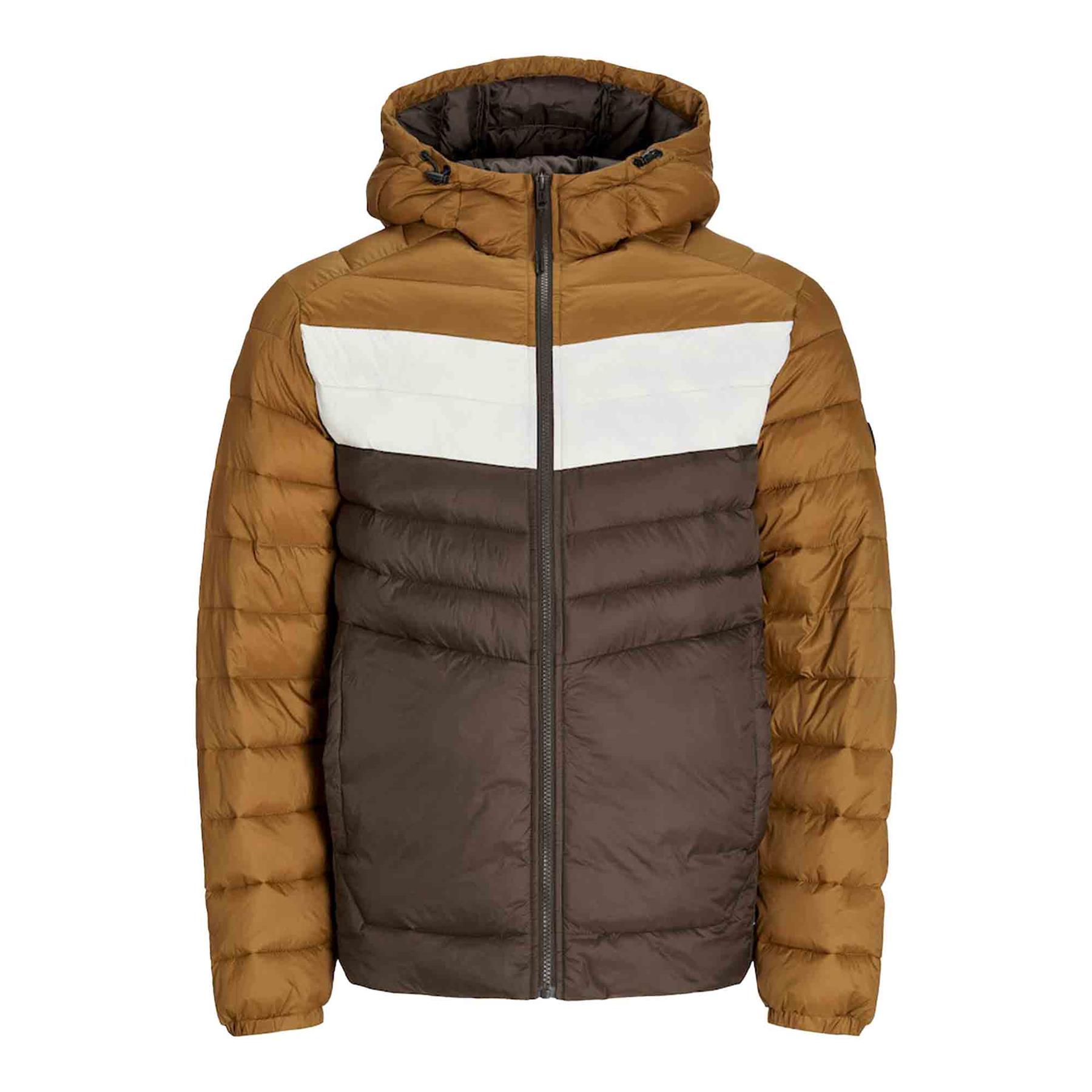 Jack & Jones Mens Quilted Puffer Jacket - Brown - Size Large