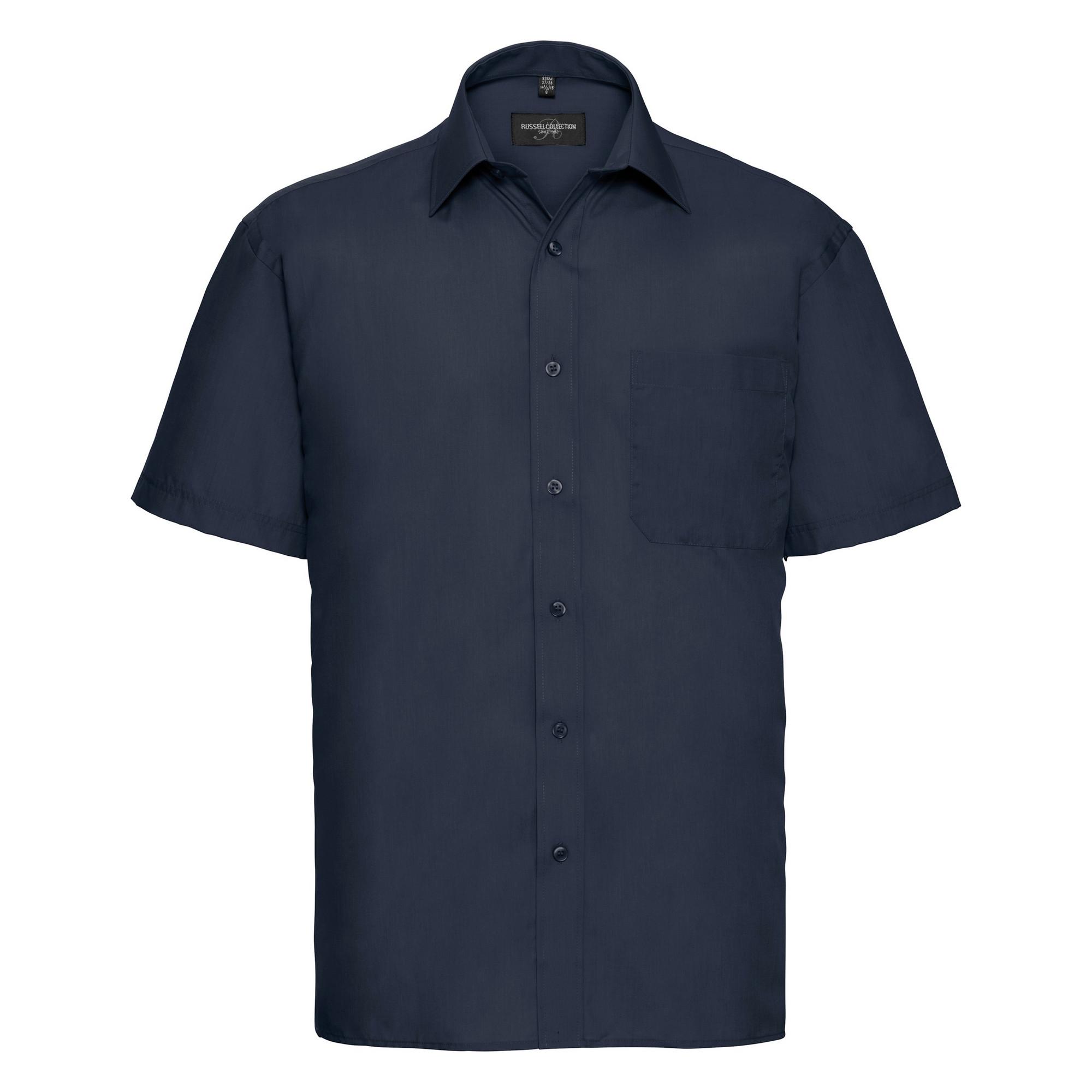 Russell Athletic Russell Collection Mens Short Sleeve Poly-Cotton Easy Care Poplin Shirt (French Navy)