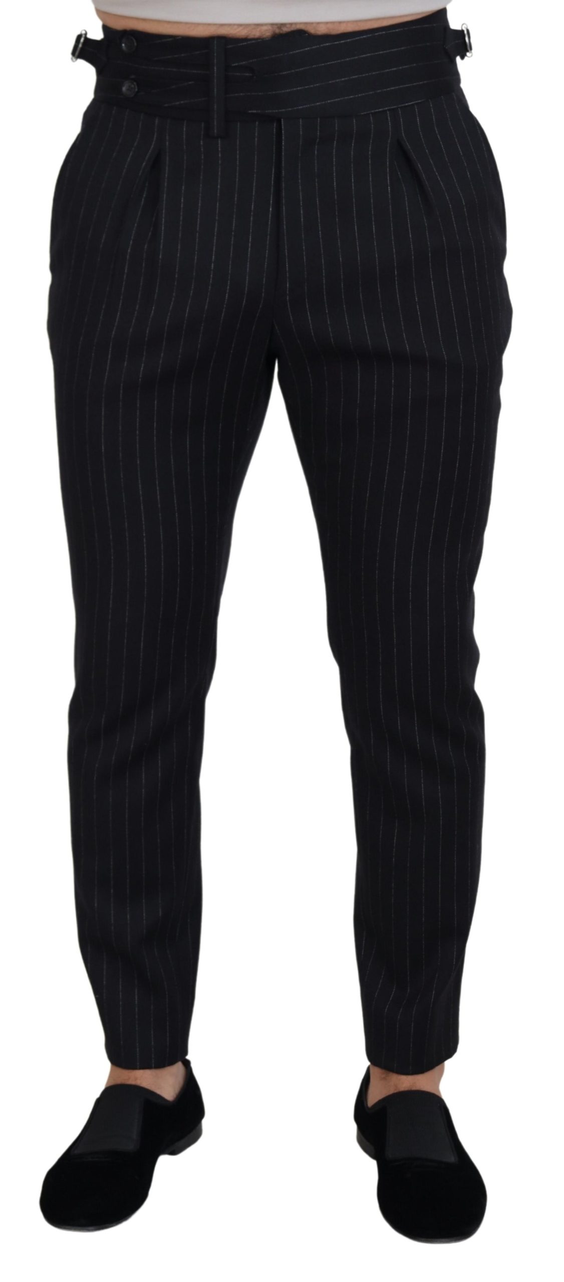 Dolce & Gabbana Mens Striped Wool Chino Pants - Black - Size IT 48 (Men's)