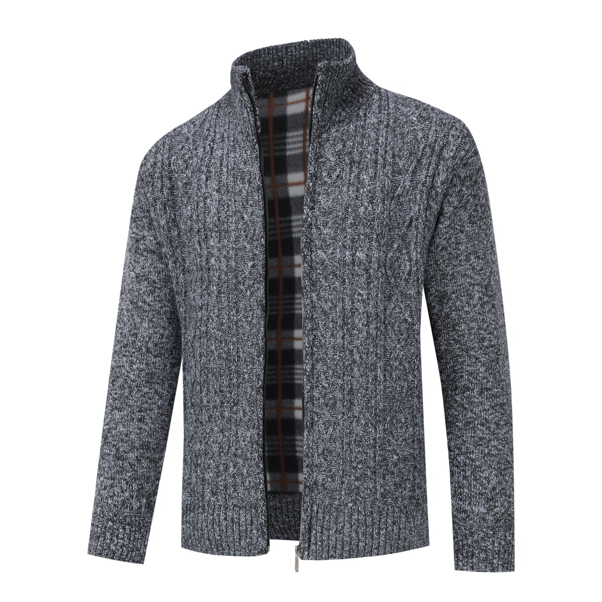 Allthemen Cardigan med dragkedja för herrar Cardigan Chunky Knit med ståkrage för vinter – bild 2