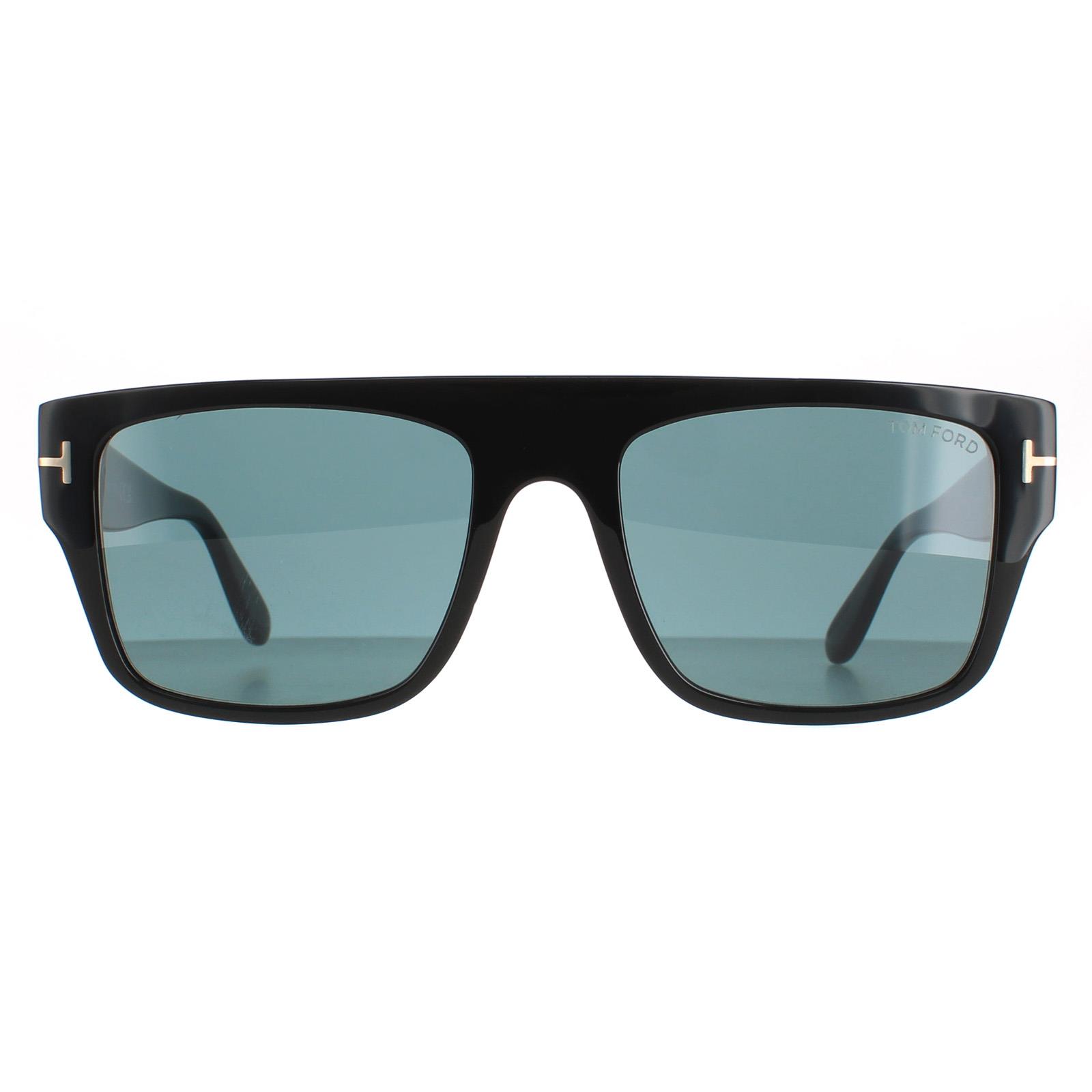 Thumbnail - Lunettes de soleil Tom Ford Dunning FT0907 01V Bleu noir brillant