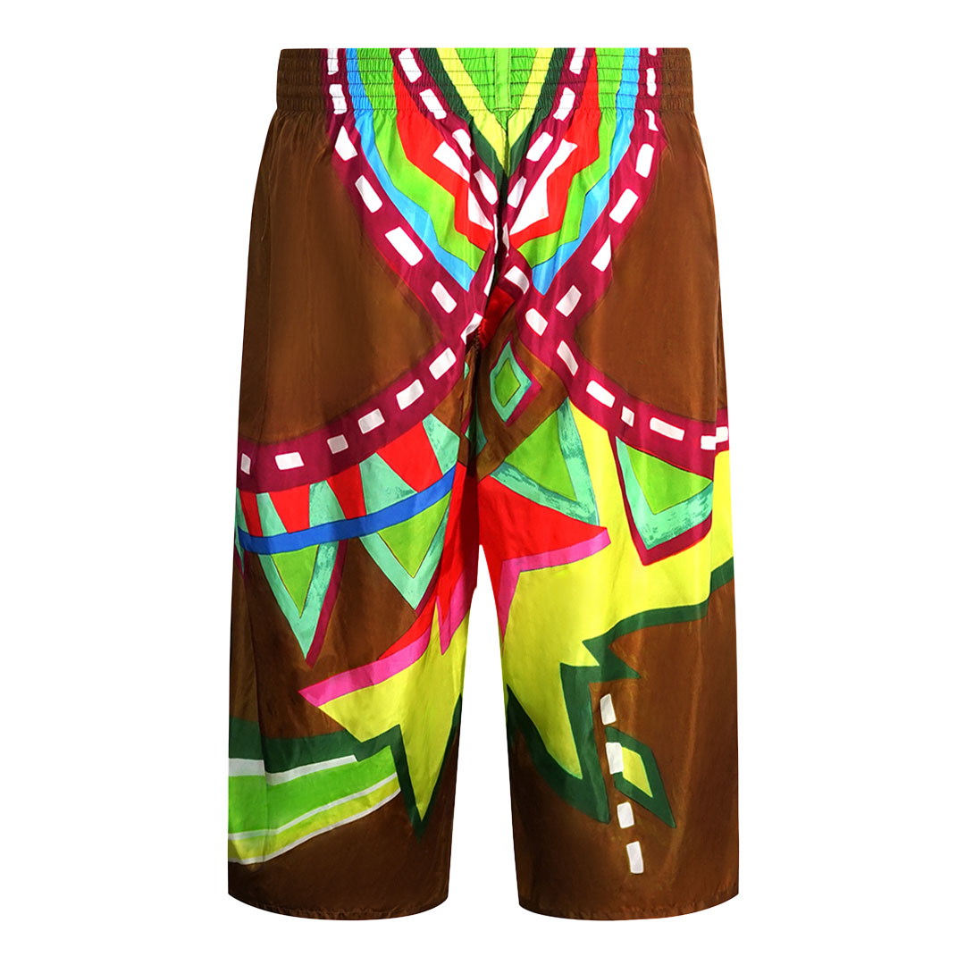 Dsquared2 Färgglad abstrakt design Brun överviktig badshorts herr – bild 2