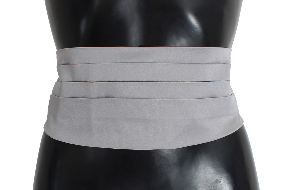 Dolce & Gabbana Mens Gray Waist Belt Silk Cummerbund - Grey - Size Medium