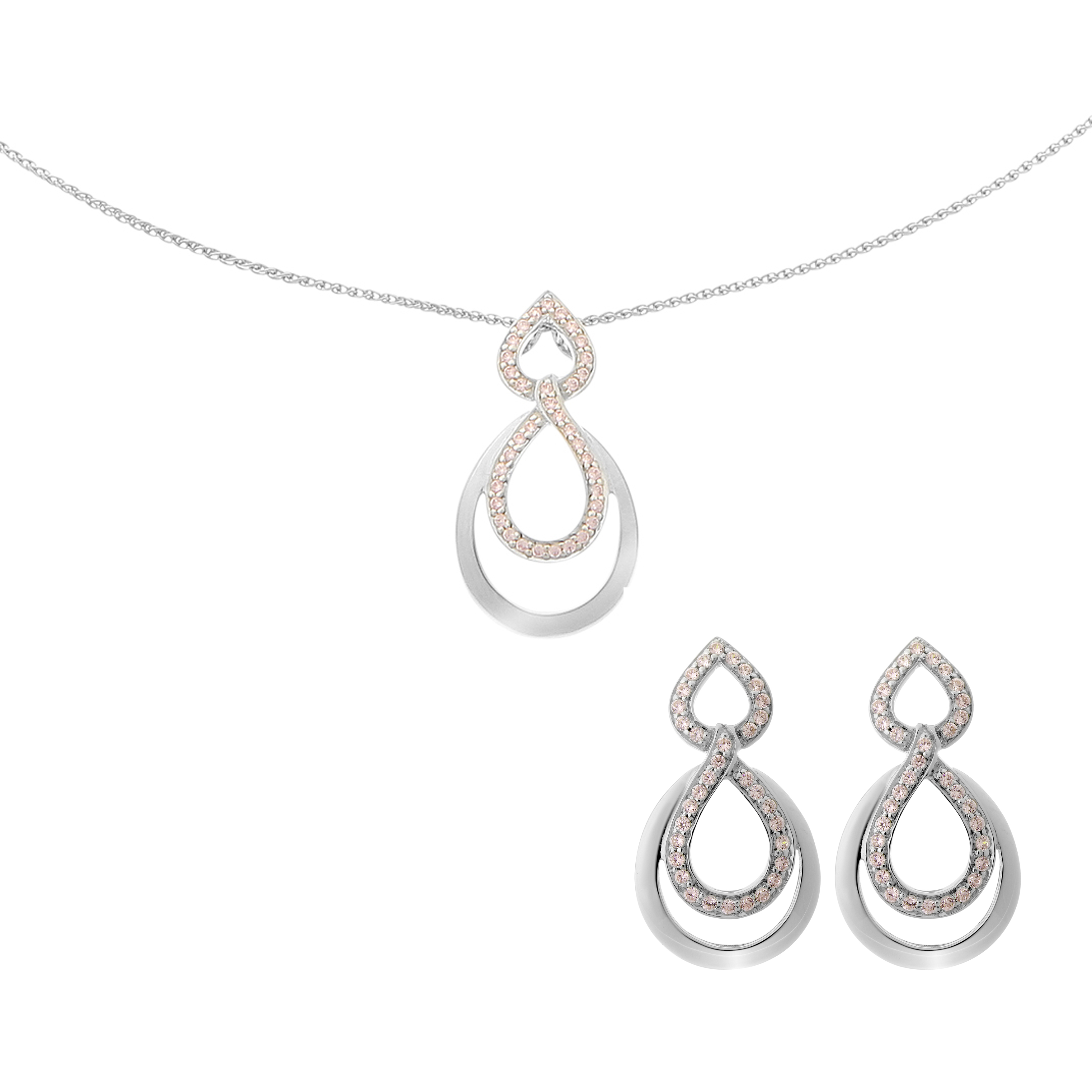 Orphelia 'Amber' Damen 925 Sterling Silber Set, Kettenanhänger + Ohrringe - Silber Set-7092