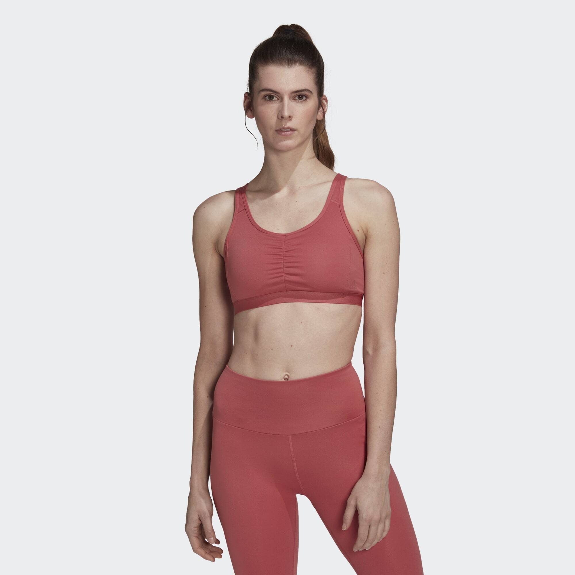 adidas Performance Womens Coreessentials Medium-Support Bra – Red Recycled Material – Size XS (D-DD)
