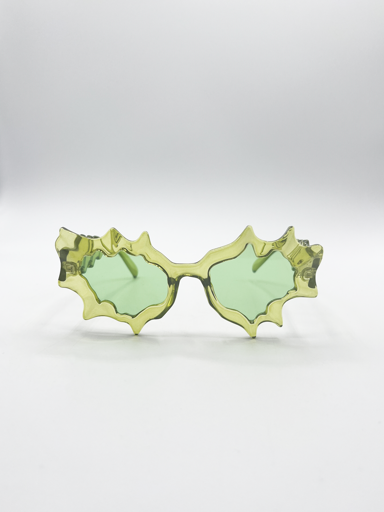 SVNX Unisex Y2K Irregular Novelty Sunglasses in Green - One Size