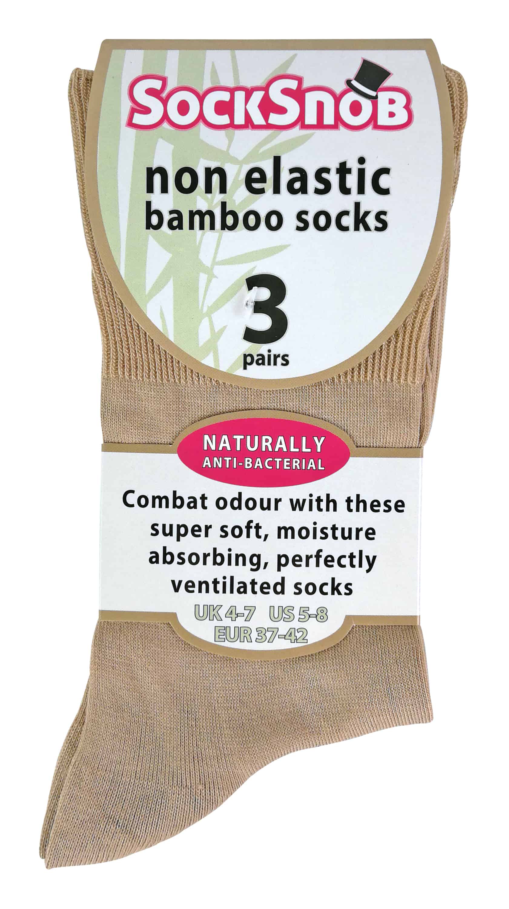 Sock Snob 3 par damstrumpor Anti Odour Loose Wide Top Non Elastic Bamboo Socks – bild 2