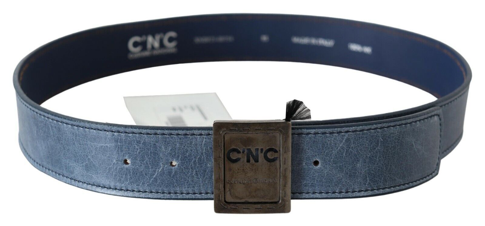 Costume National WoMens Blue Normal Leather Logo Buckle Belt - Size 85 cm