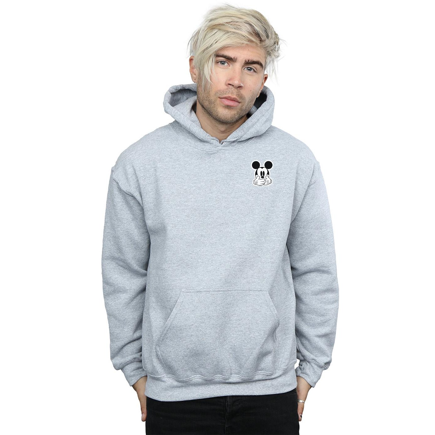 Disney Mens Mickey Mouse Dont Speak Breast Print Hoodie (Sports Grey) herr – bild 2