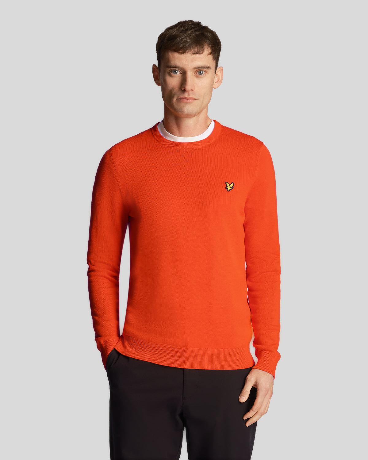 Thumbnail - Lyle & Scott Herren-Pullover aus Baumwolle mit Rundhalsausschnitt in Orange